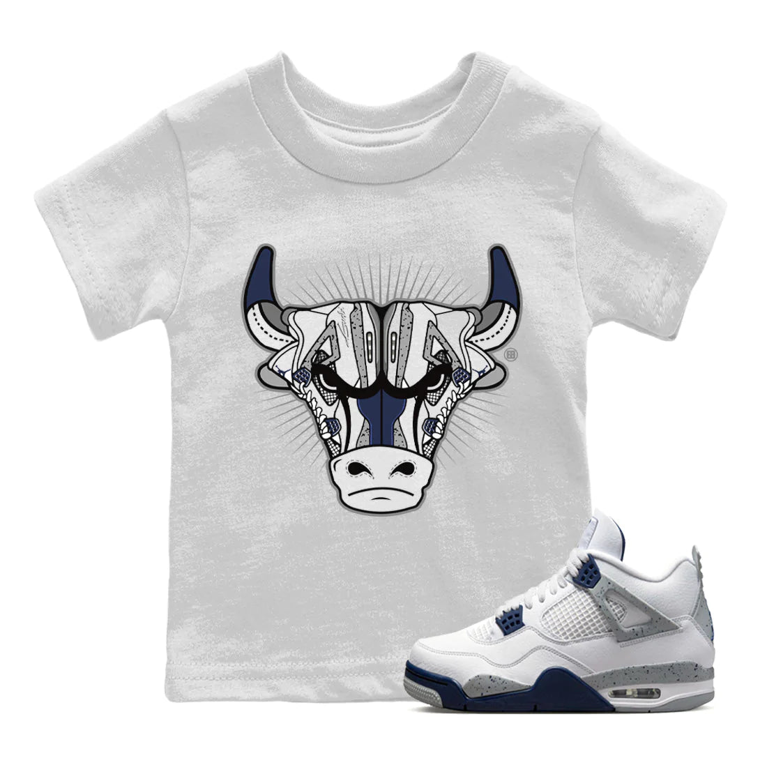 Jordan 4 Midnight Navy Sneaker Matching T-Shirt Sneaker Bull Head Sneaker Tees Jordan 4 Midnight Navy Sneaker Release Tees Kids Shirts