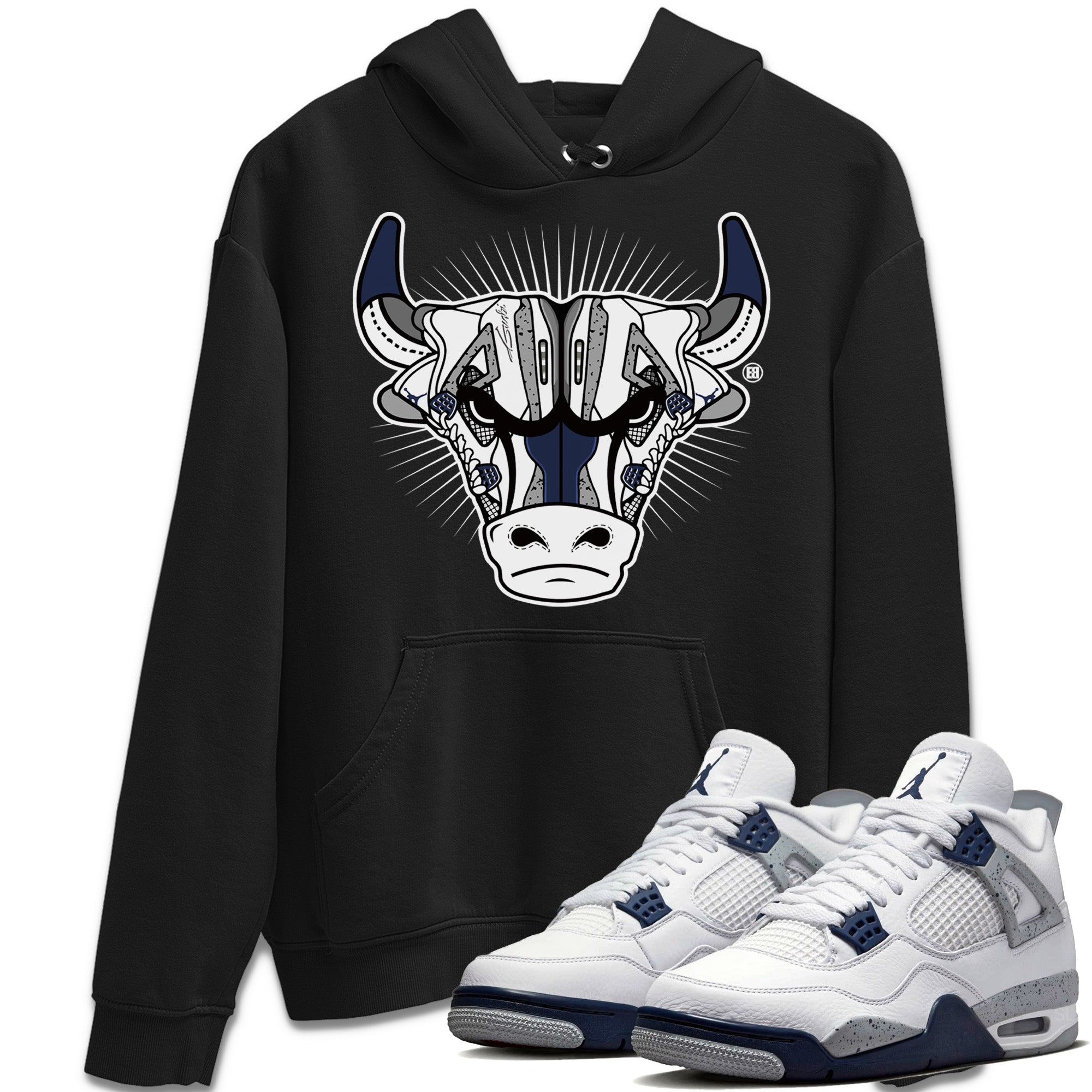 Jordan 4 Midnight Navy Shirt To Match Jordans Sneaker Bull Head Sneaker Tees Jordan 4 Midnight Navy Drip Gear Zone Sneaker Matching Clothing Unisex Shirts