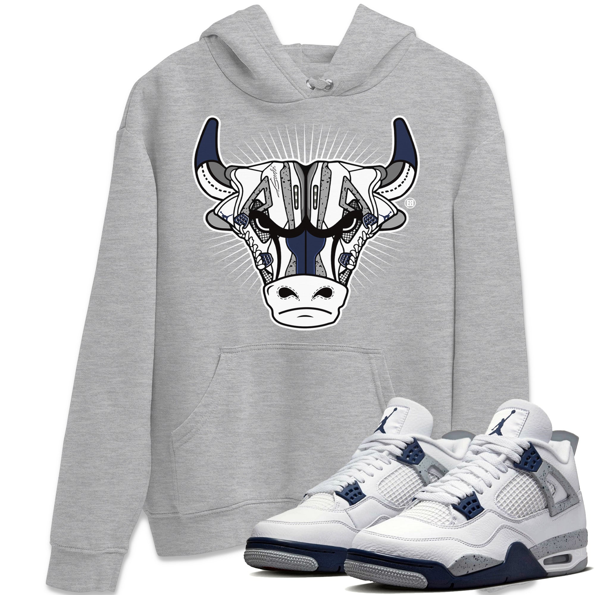 Jordan 4 Midnight Navy Shirt To Match Jordans Sneaker Bull Head Sneaker Tees Jordan 4 Midnight Navy Drip Gear Zone Sneaker Matching Clothing Unisex Shirts