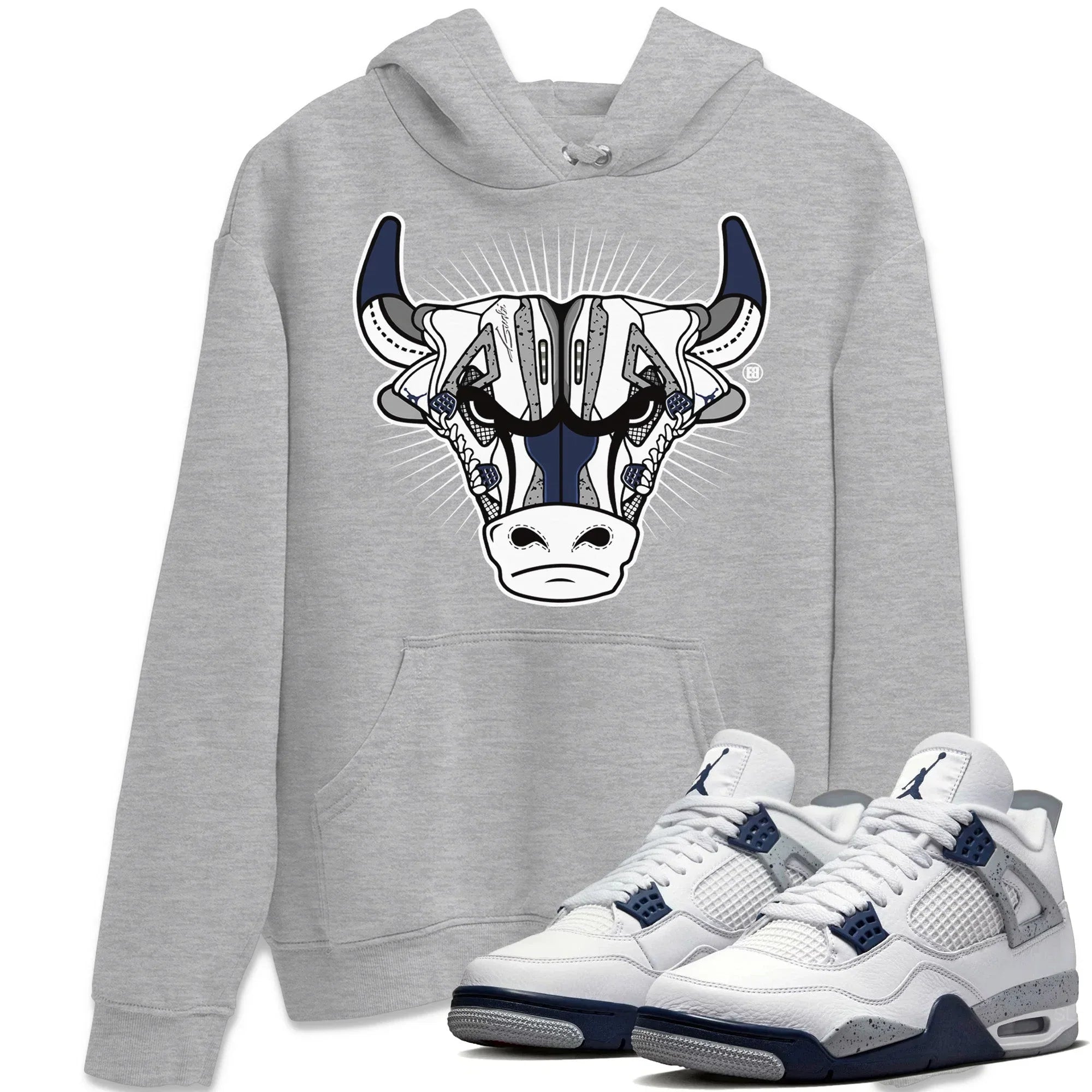 Jordan 4 Midnight Navy Shirt To Match Jordans Sneaker Bull Head Sneaker Tees Jordan 4 Midnight Navy Drip Gear Zone Sneaker Matching Clothing Unisex Shirts