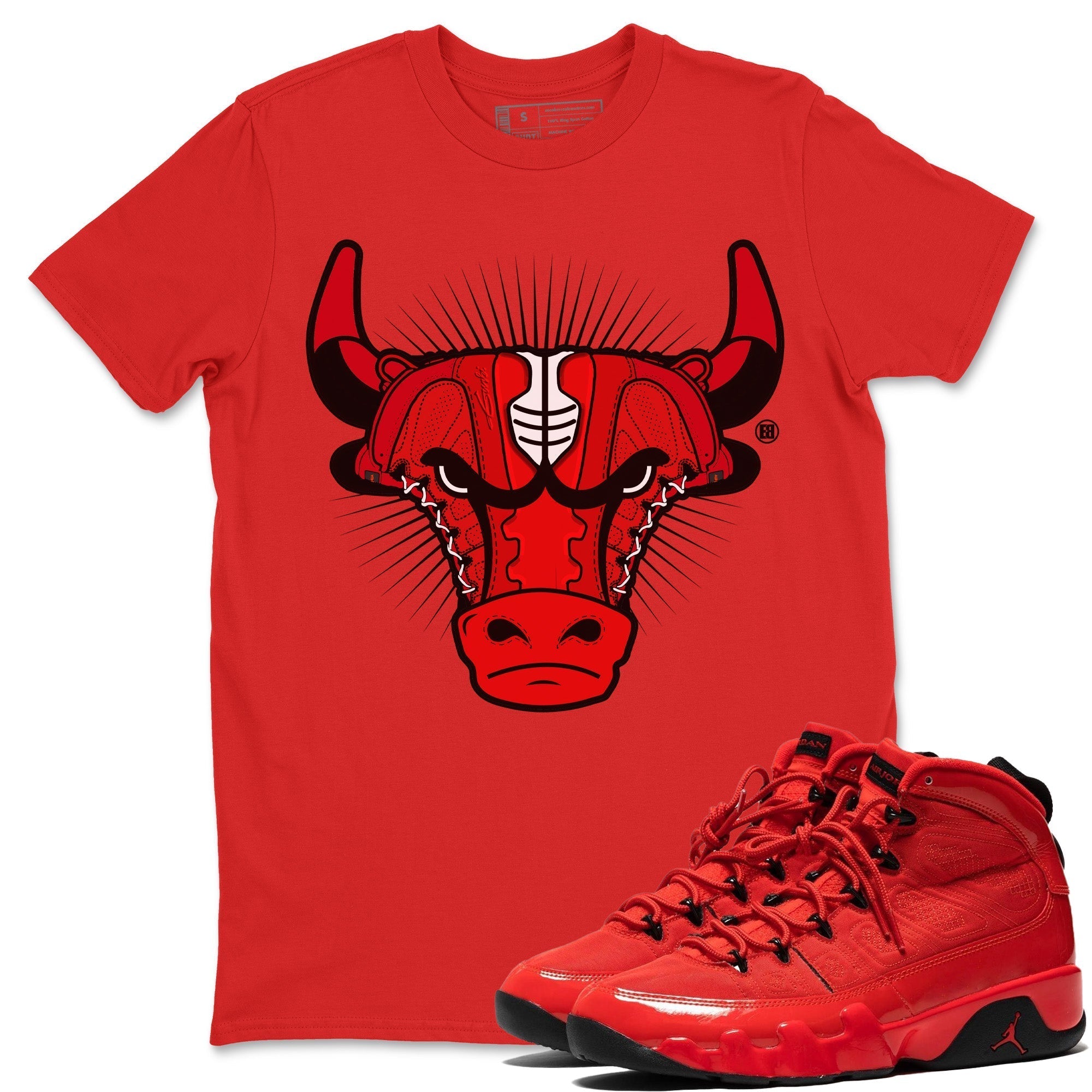 Jordan 9 Chile Red Shirt To Match Jordans Sneaker Bull Head Sneaker Tees Jordan 9 Chile Red Drip Gear Zone Sneaker Matching Clothing Unisex Shirts