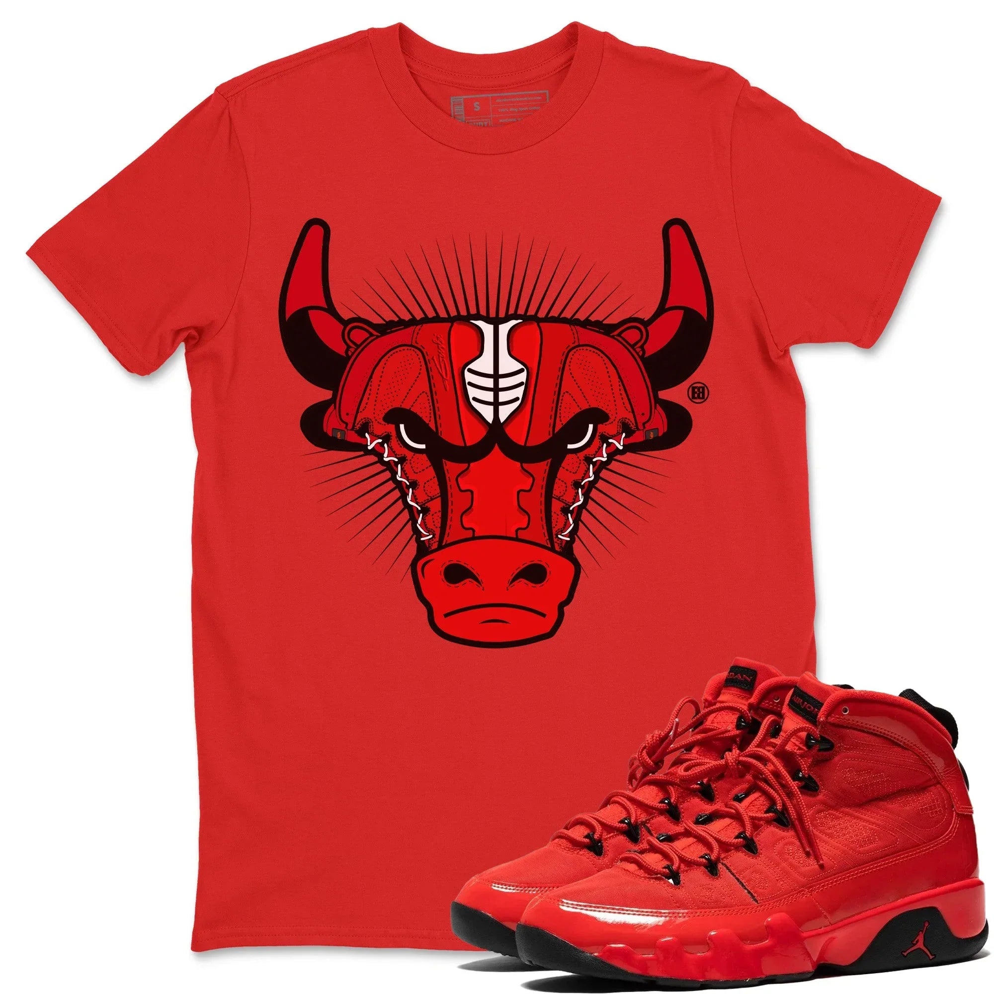 Jordan 9 Chile Red Shirt To Match Jordans Sneaker Bull Head Sneaker Tees Jordan 9 Chile Red Drip Gear Zone Sneaker Matching Clothing Unisex Shirts