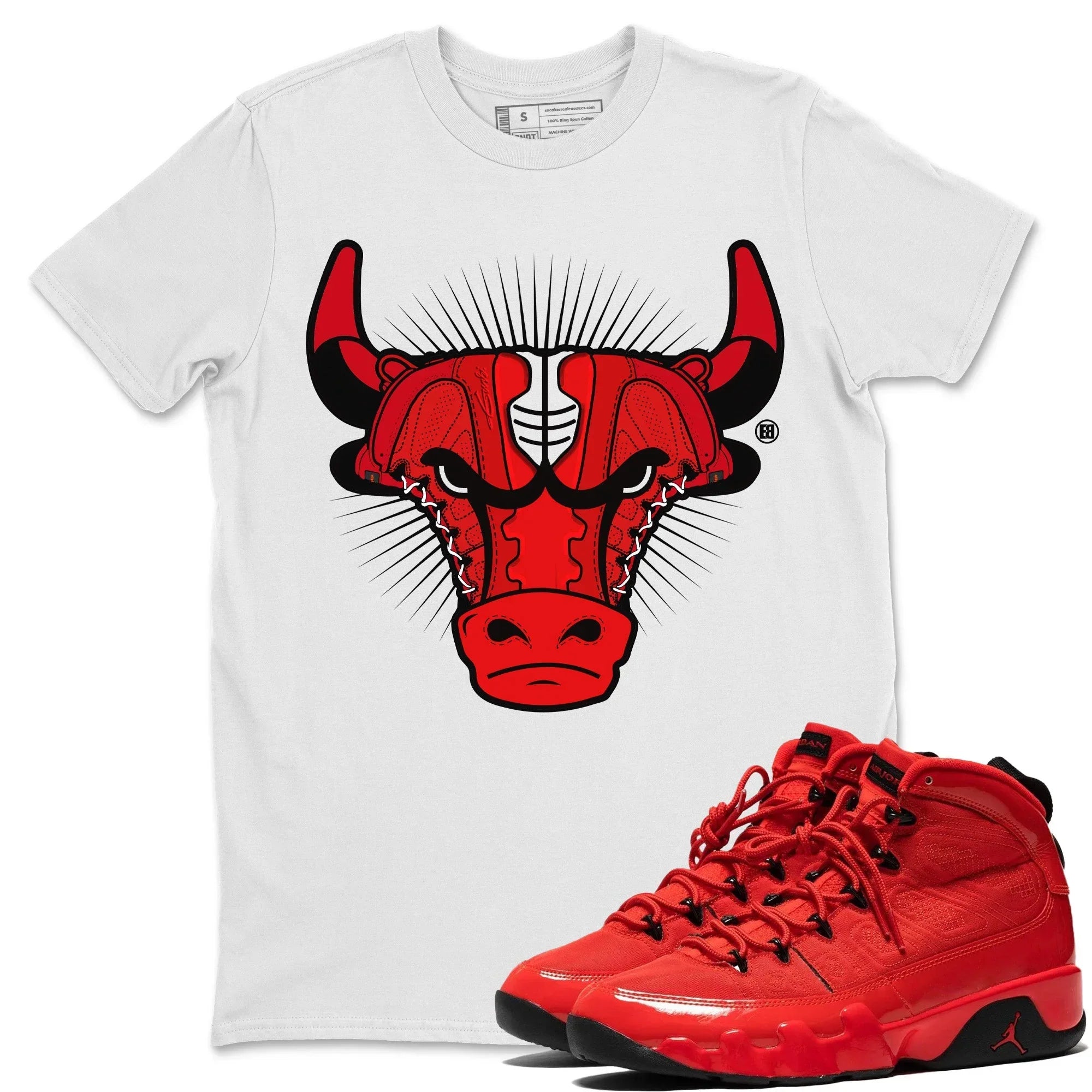 Jordan 9 Chile Red Shirt To Match Jordans Sneaker Bull Head Sneaker Tees Jordan 9 Chile Red Drip Gear Zone Sneaker Matching Clothing Unisex Shirts