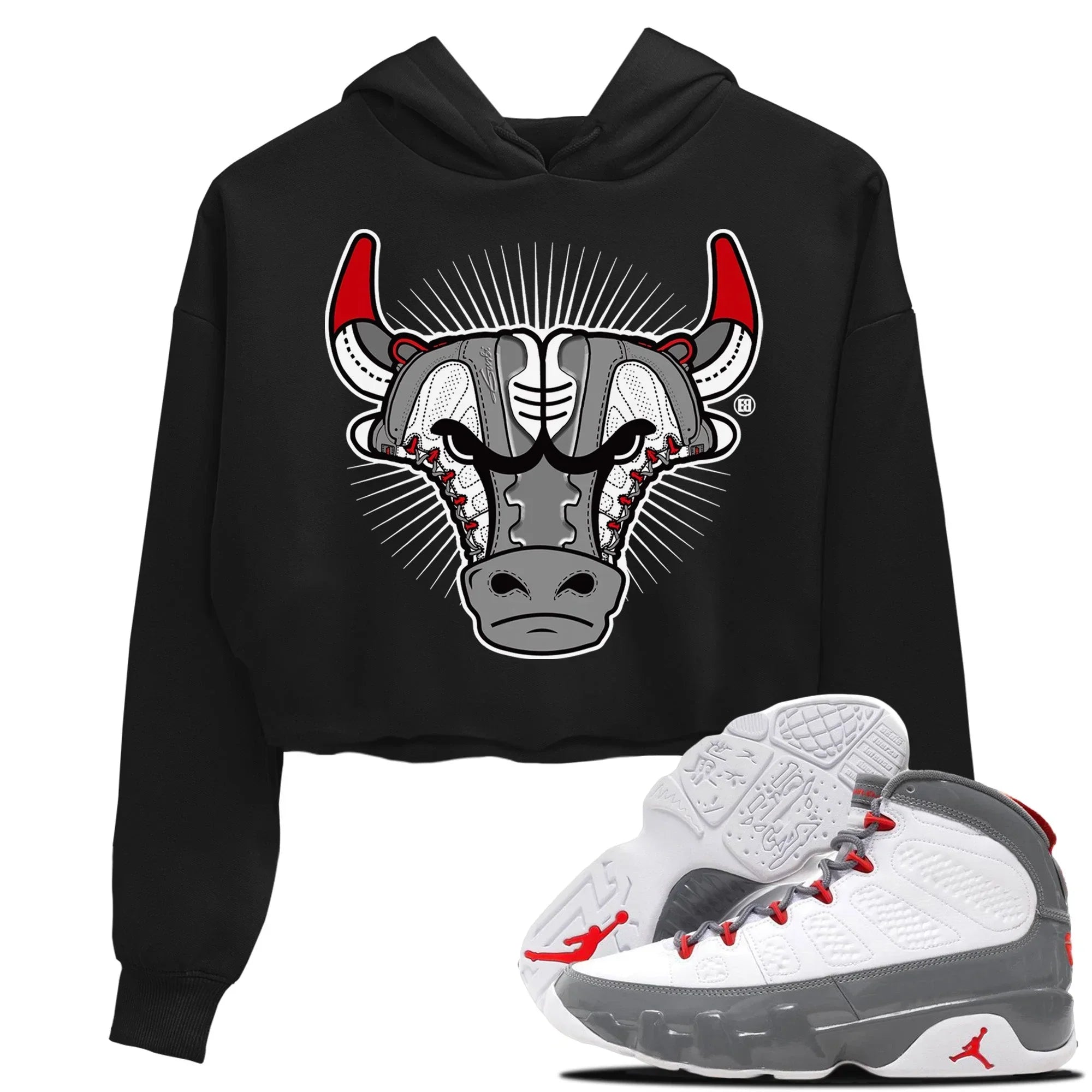Jordan 9 Fire Red Shirt To Match Jordans Sneaker Bull Head Sneaker Tees Jordan 9 Fire Red Drip Gear Zone Sneaker Matching Clothing Women's Shirts