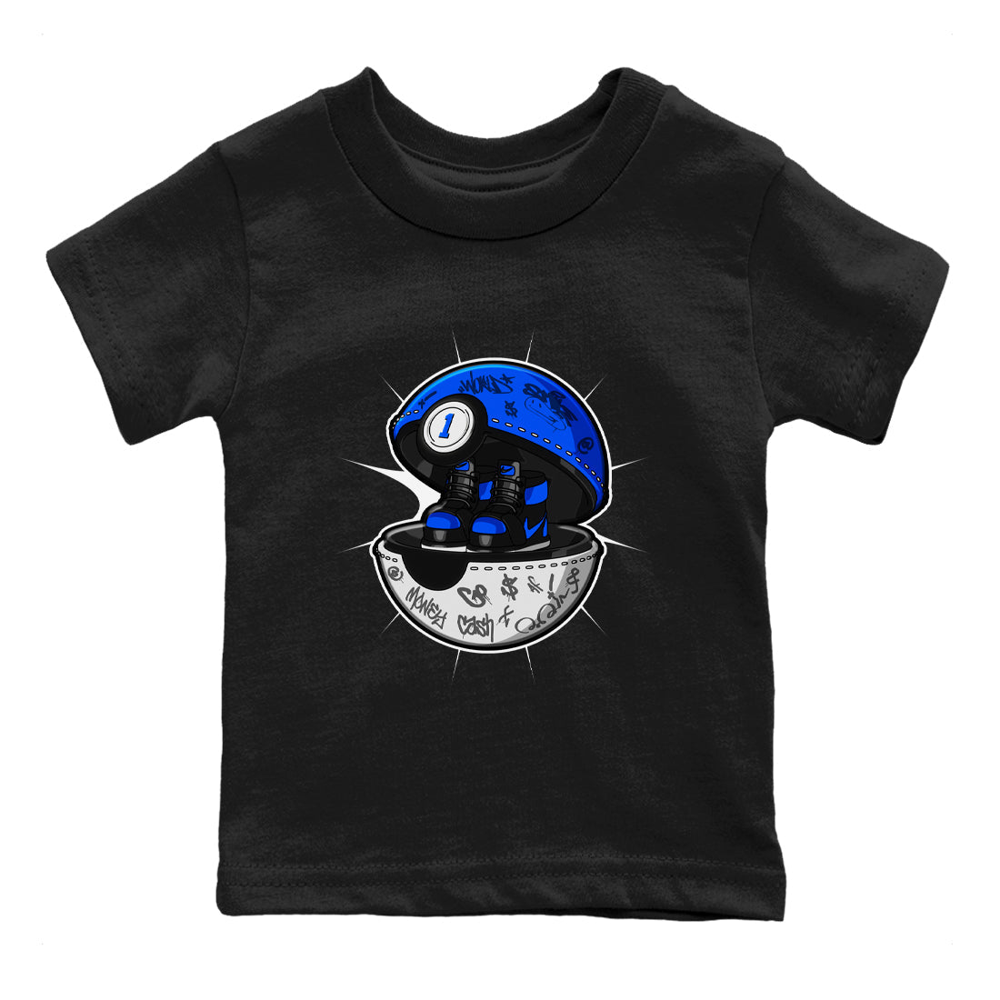 Air Jordan 1 Royal Reimagined shirt to match jordans Sneaker Capsule sneaker tees AJ1 Royal Reimagined Drip Gear Zone Kids Baby Toddler sneaker shirts Black 2 T-Shirt