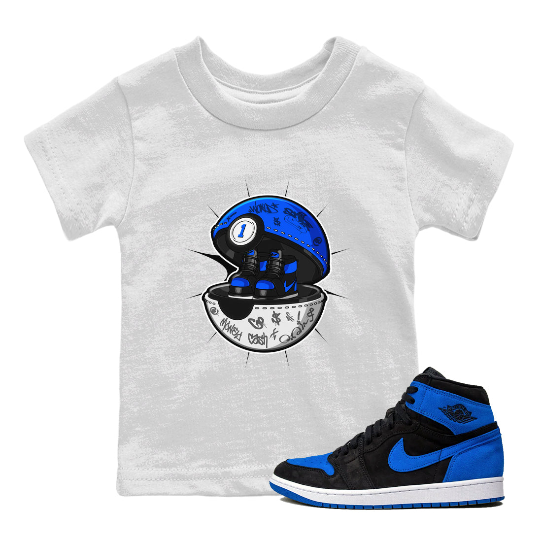 Air Jordan 1 Royal Reimagined shirt to match jordans Sneaker Capsule sneaker tees AJ1 Royal Reimagined Drip Gear Zone Kids Baby Toddler sneaker shirts White 1 T-Shirt