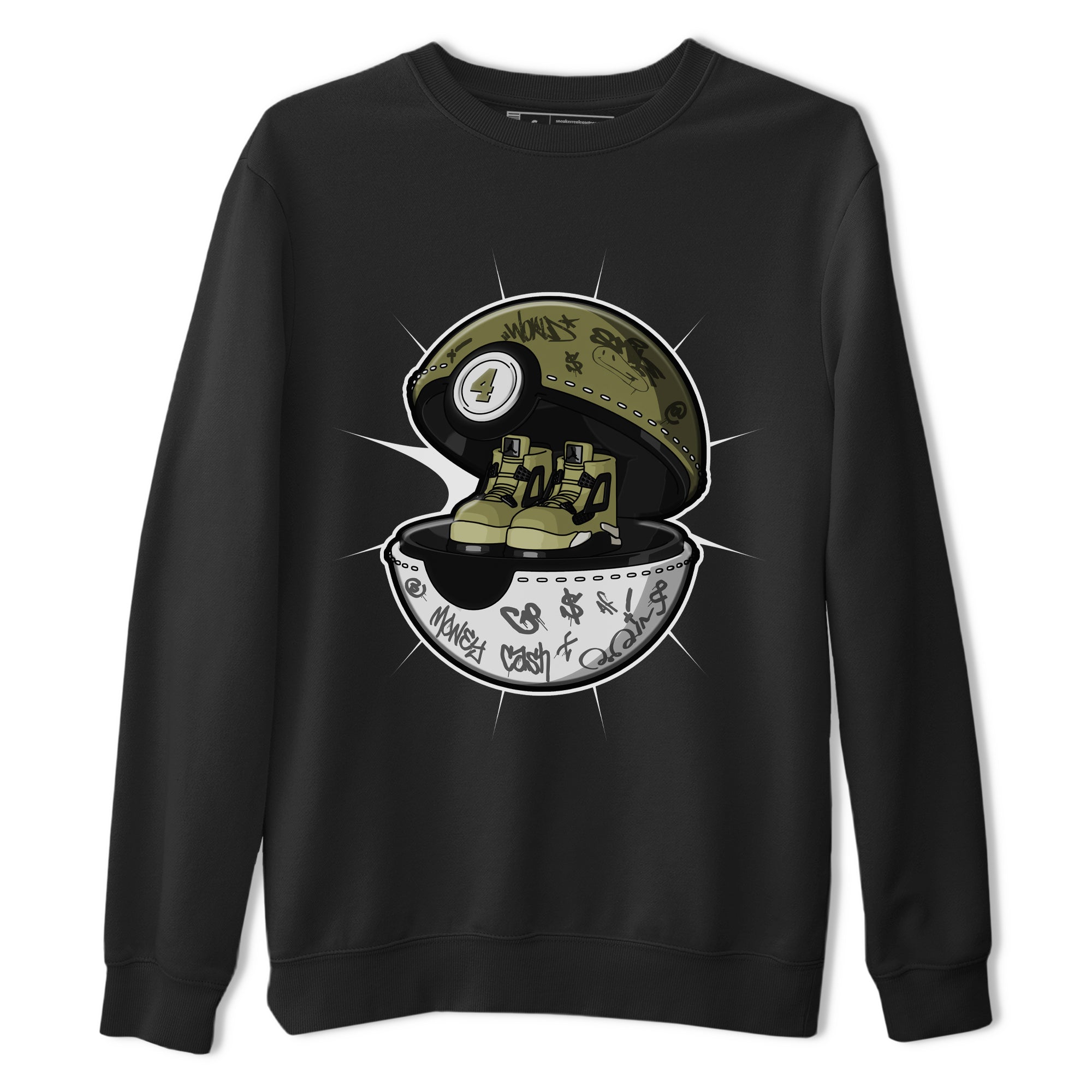 Air Jordan 4 Medium Olive shirt to match jordans streetwear brand Sneaker Capsule sneaker tees AJ4 Medium Olive Drip Gear Zone Unisex Black 2 T-Shirt