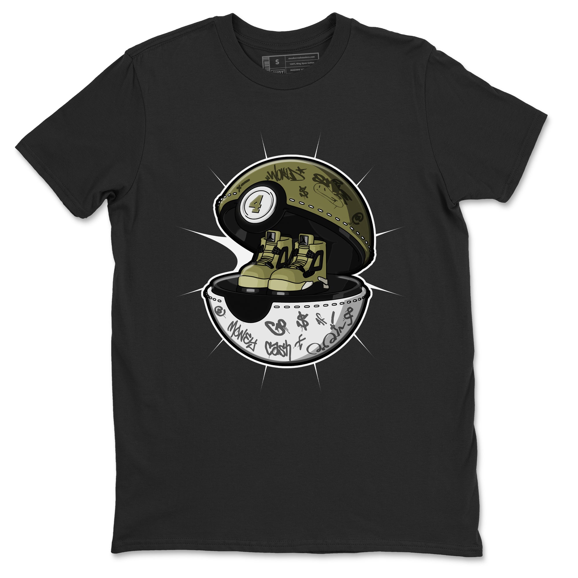 Air Jordan 4 Medium Olive shirt to match jordans streetwear brand Sneaker Capsule sneaker tees AJ4 Medium Olive Drip Gear Zone Unisex Black 2 T-Shirt