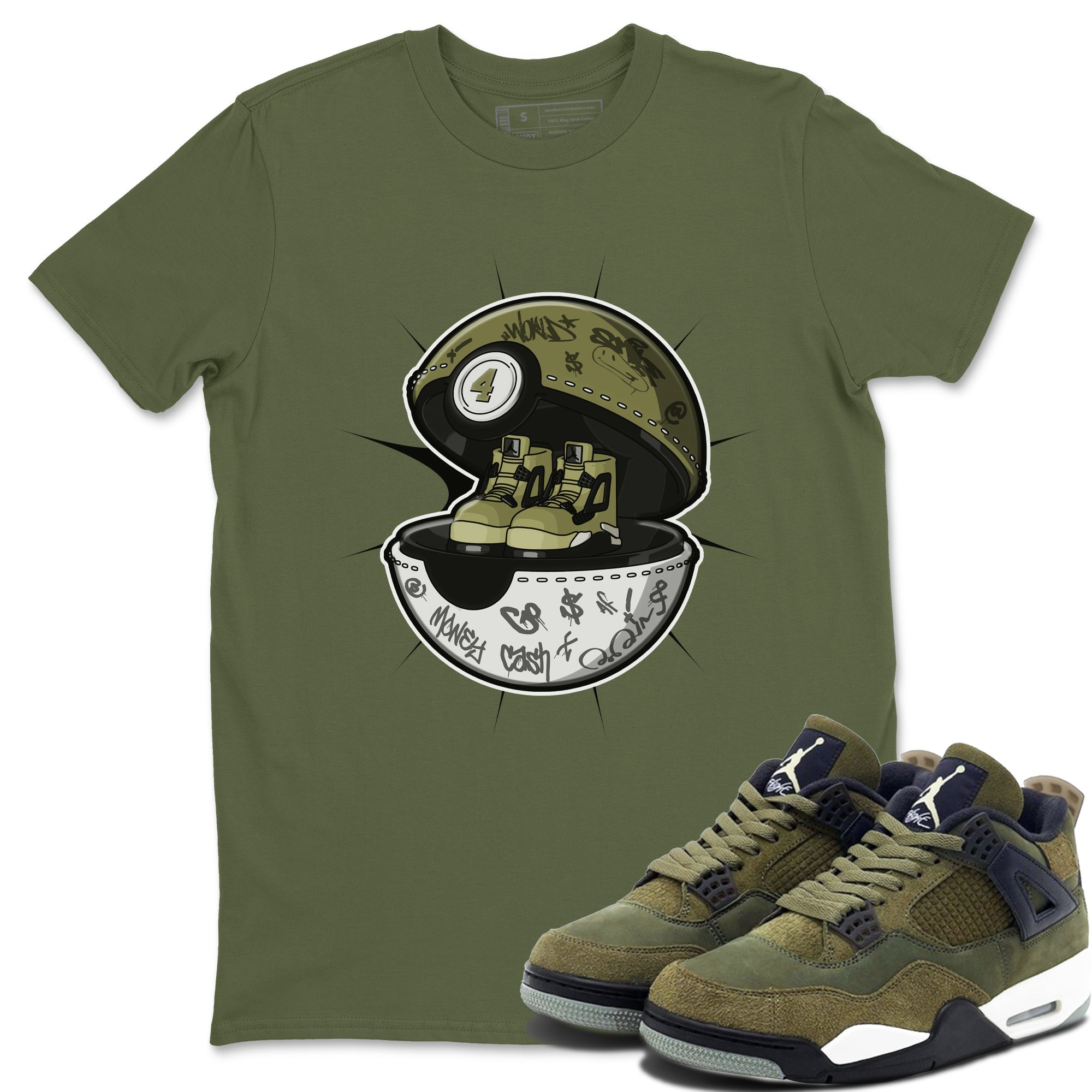 Air Jordan 4 Medium Olive shirt to match jordans streetwear brand Sneaker Capsule sneaker tees AJ4 Medium Olive Drip Gear Zone Unisex Military Green 1 T-Shirt