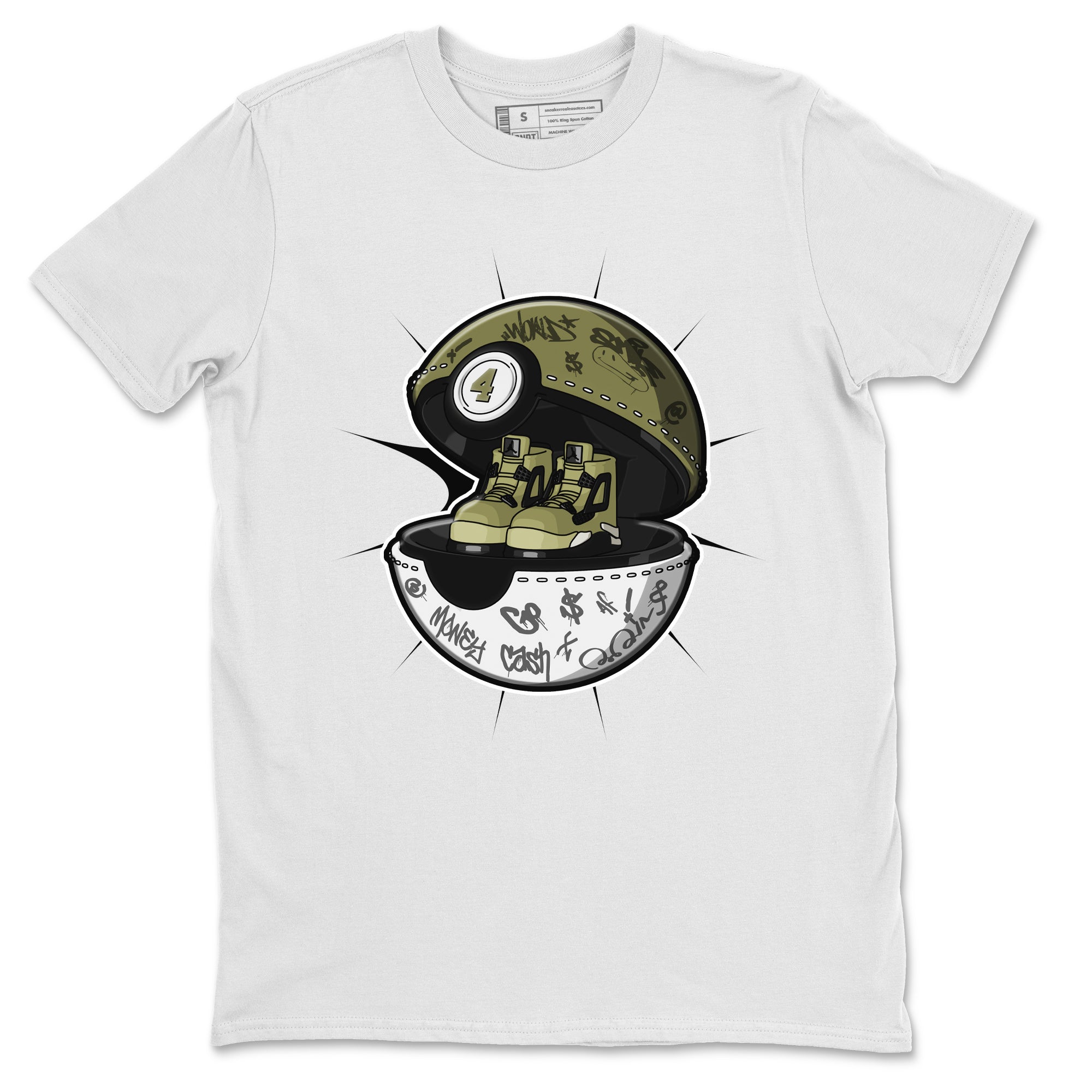 Air Jordan 4 Medium Olive shirt to match jordans streetwear brand Sneaker Capsule sneaker tees AJ4 Medium Olive Drip Gear Zone Unisex White 2 T-Shirt