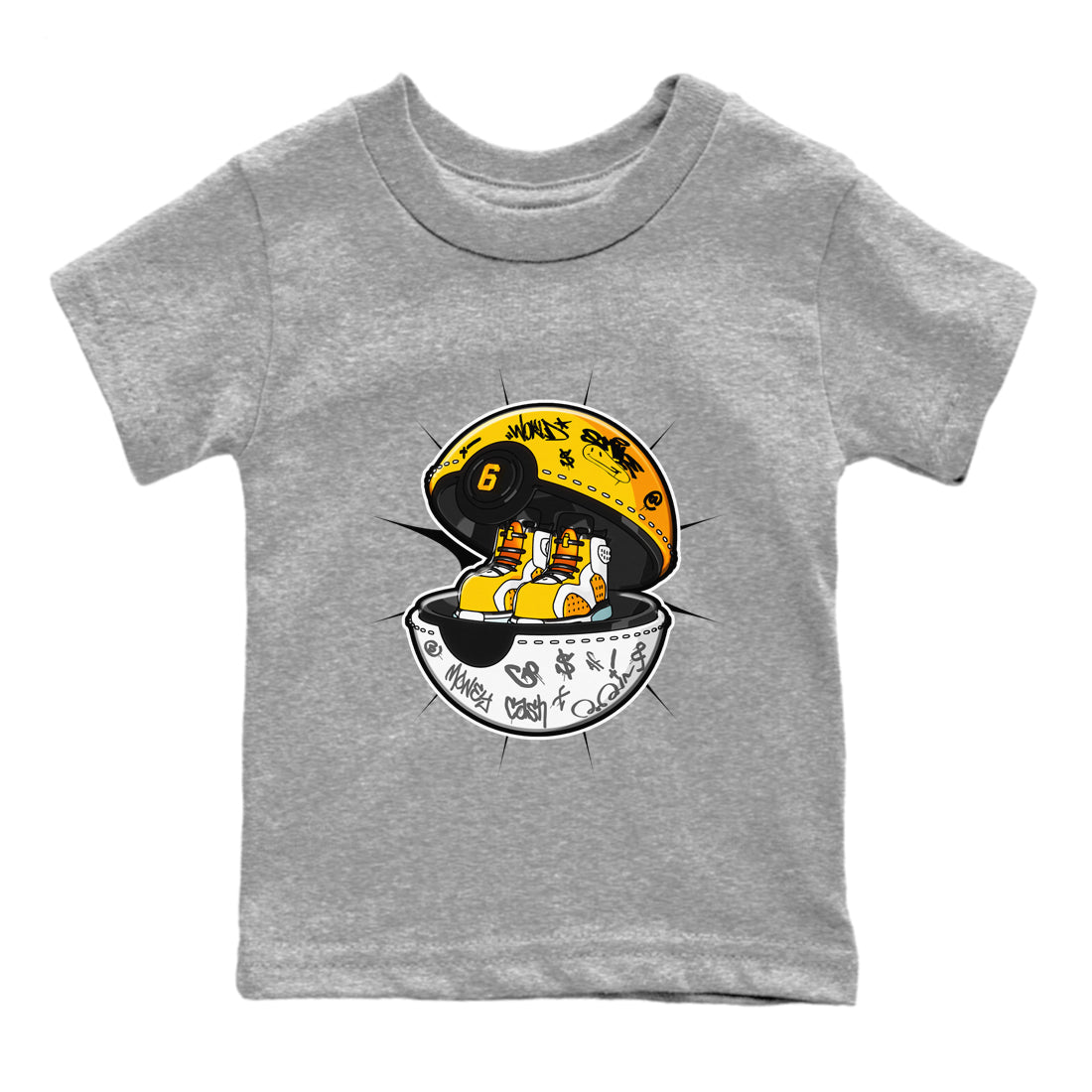 Air Jordan 6 Yellow Ochre shirt to match jordans Sneaker Capsule sneaker tees streetwear brand AJ6 Yellow Ochre Drip Gear Zone Brand Baby Toddler Heather Grey 2 T-Shirt