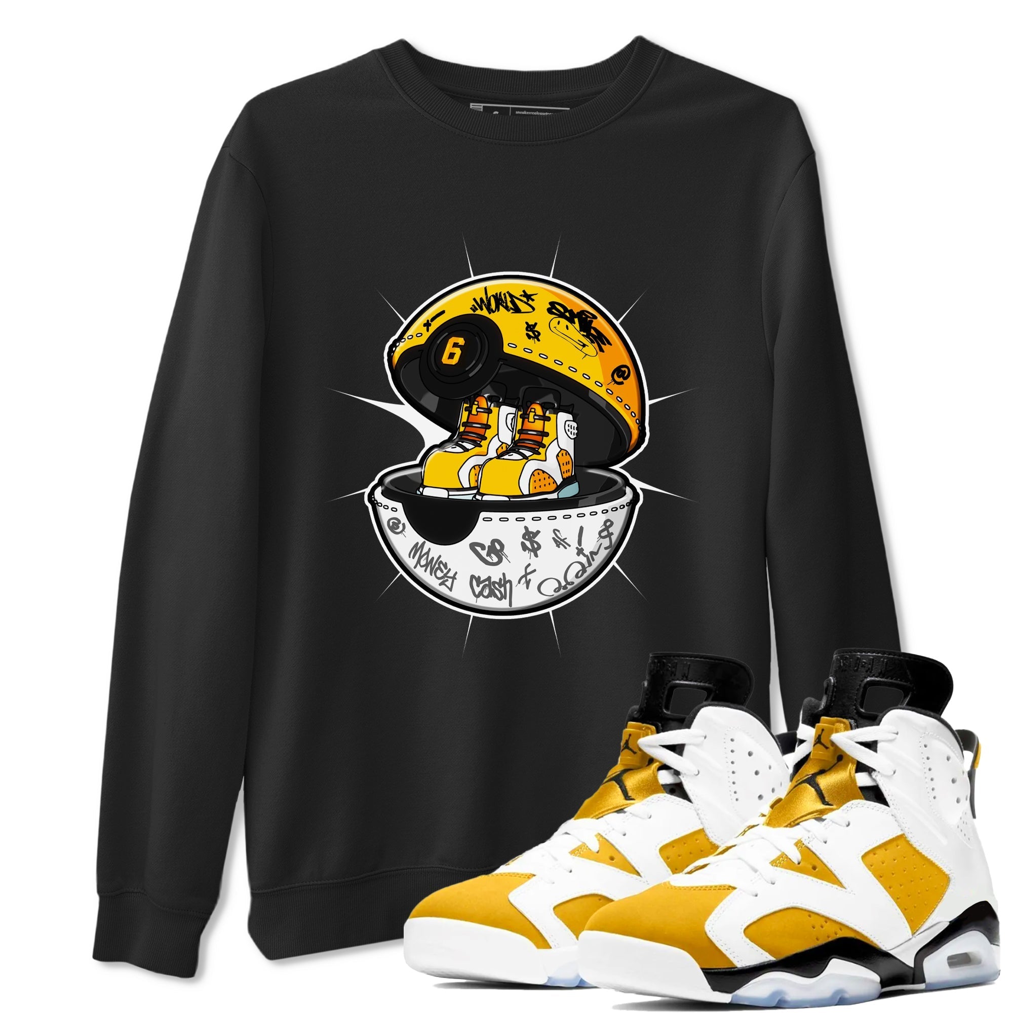 Air Jordan 6 Yellow Ochre shirt to match jordans Sneaker Capsule sneaker tees streetwear brand AJ6 Yellow Ochre Drip Gear Zone Brand Unisex Black 1 T-Shirt