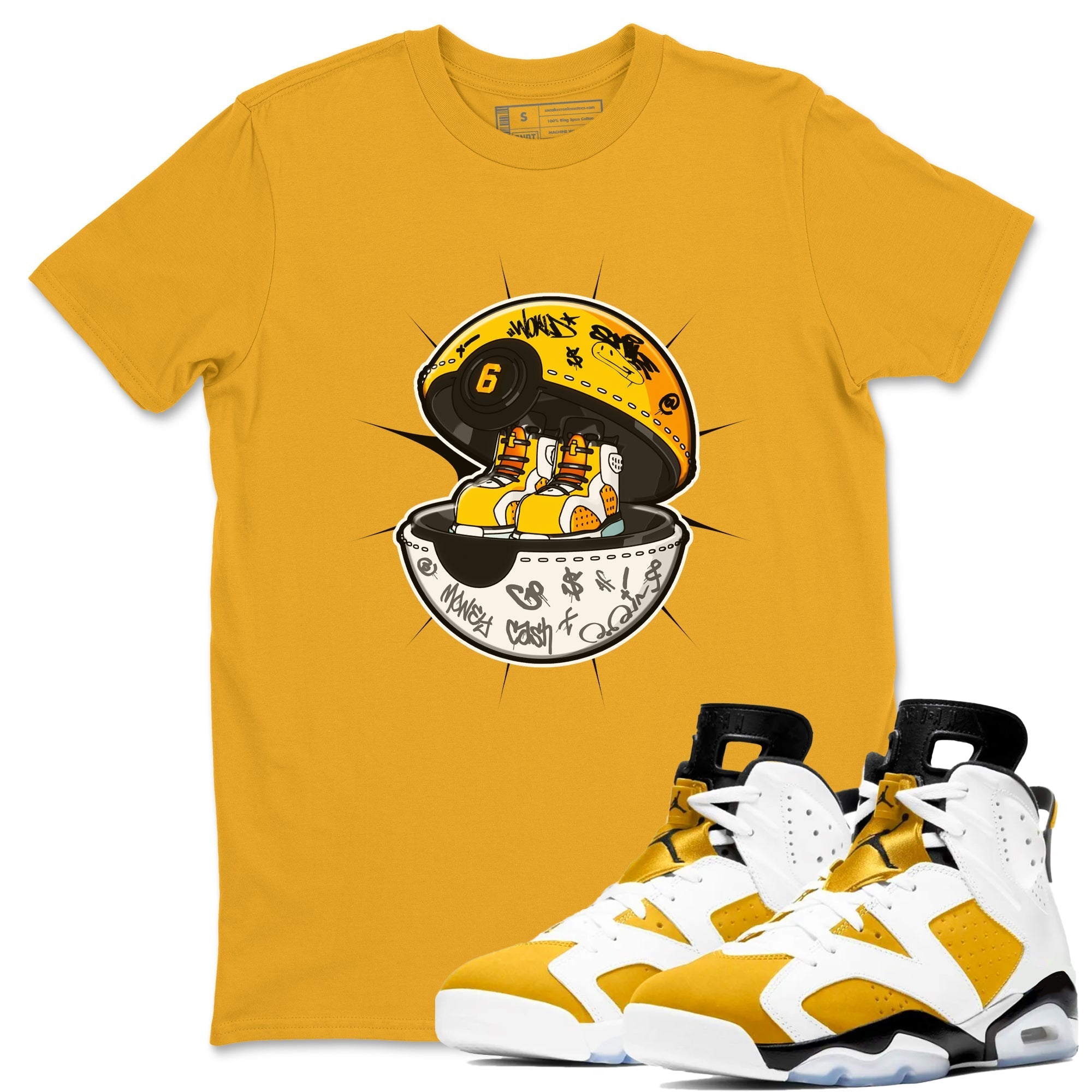 Air Jordan 6 Yellow Ochre shirt to match jordans Sneaker Capsule sneaker tees streetwear brand AJ6 Yellow Ochre Drip Gear Zone Brand Unisex Gold 1 T-Shirt