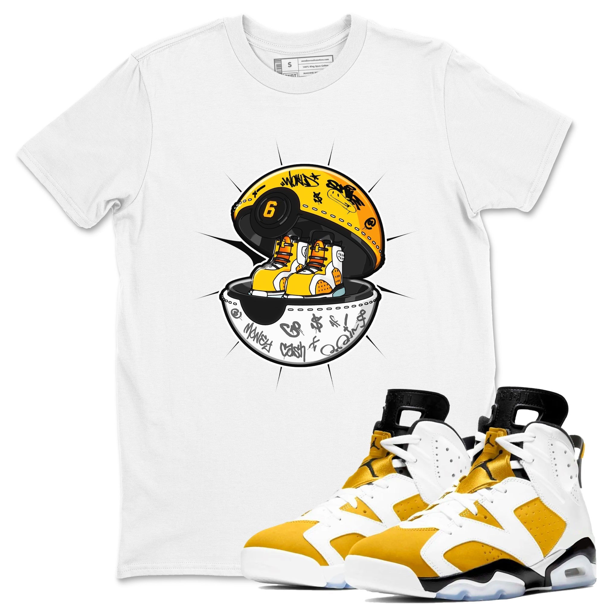 Air Jordan 6 Yellow Ochre shirt to match jordans Sneaker Capsule sneaker tees streetwear brand AJ6 Yellow Ochre Drip Gear Zone Brand Unisex White 1 T-Shirt
