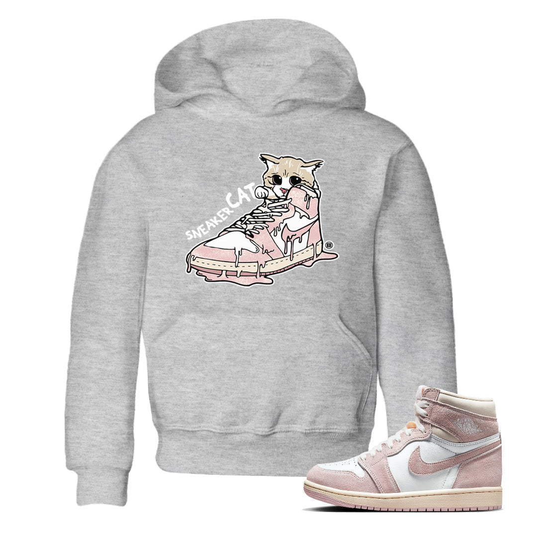 Air Jordan 1 Washed Pink Sneaker Match Tees Sneaker Cat Streetwear Sneaker Shirt Air Jordan 1 High OG WMNS Washed Pink Sneaker Release Tees Kids Shirts Heather Grey 1