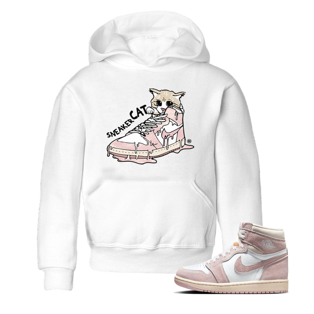 Air Jordan 1 Washed Pink Sneaker Match Tees Sneaker Cat Streetwear Sneaker Shirt Air Jordan 1 High OG WMNS Washed Pink Sneaker Release Tees Kids Shirts White 1