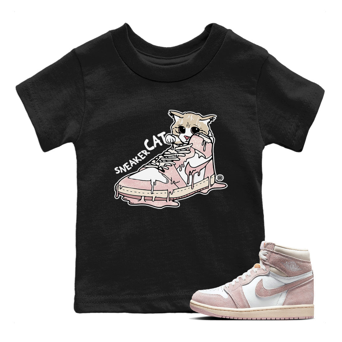 Air Jordan 1 Washed Pink Sneaker Match Tees Sneaker Cat Streetwear Sneaker Shirt Air Jordan 1 High OG WMNS Washed Pink Sneaker Release Tees Kids Shirts Black 1