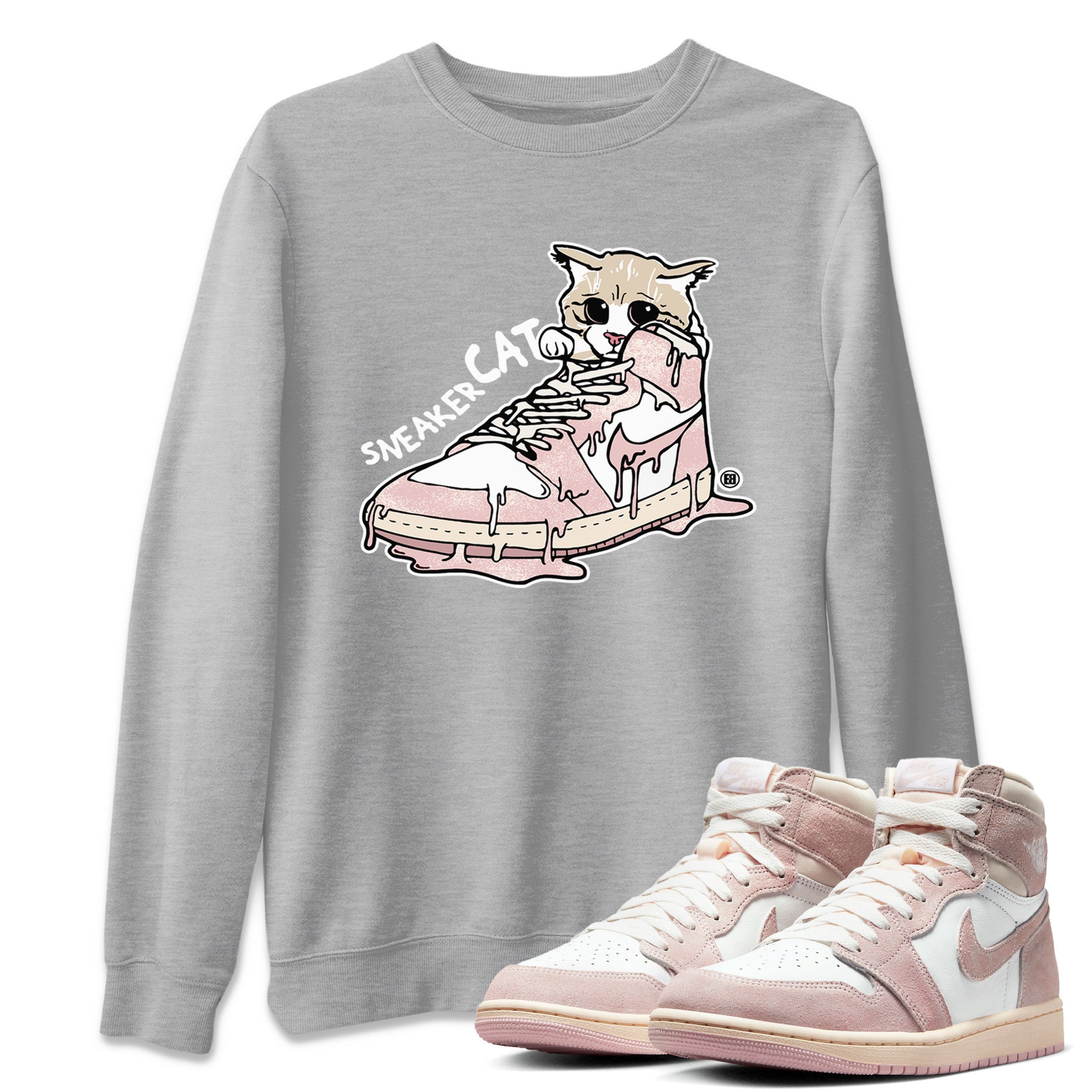 Air Jordan 1 Washed Pink Sneaker Match Tees Sneaker Cat Streetwear Sneaker Shirt Air Jordan 1 High OG WMNS Washed Pink Sneaker Release Tees Unisex Shirts Heather Grey 1