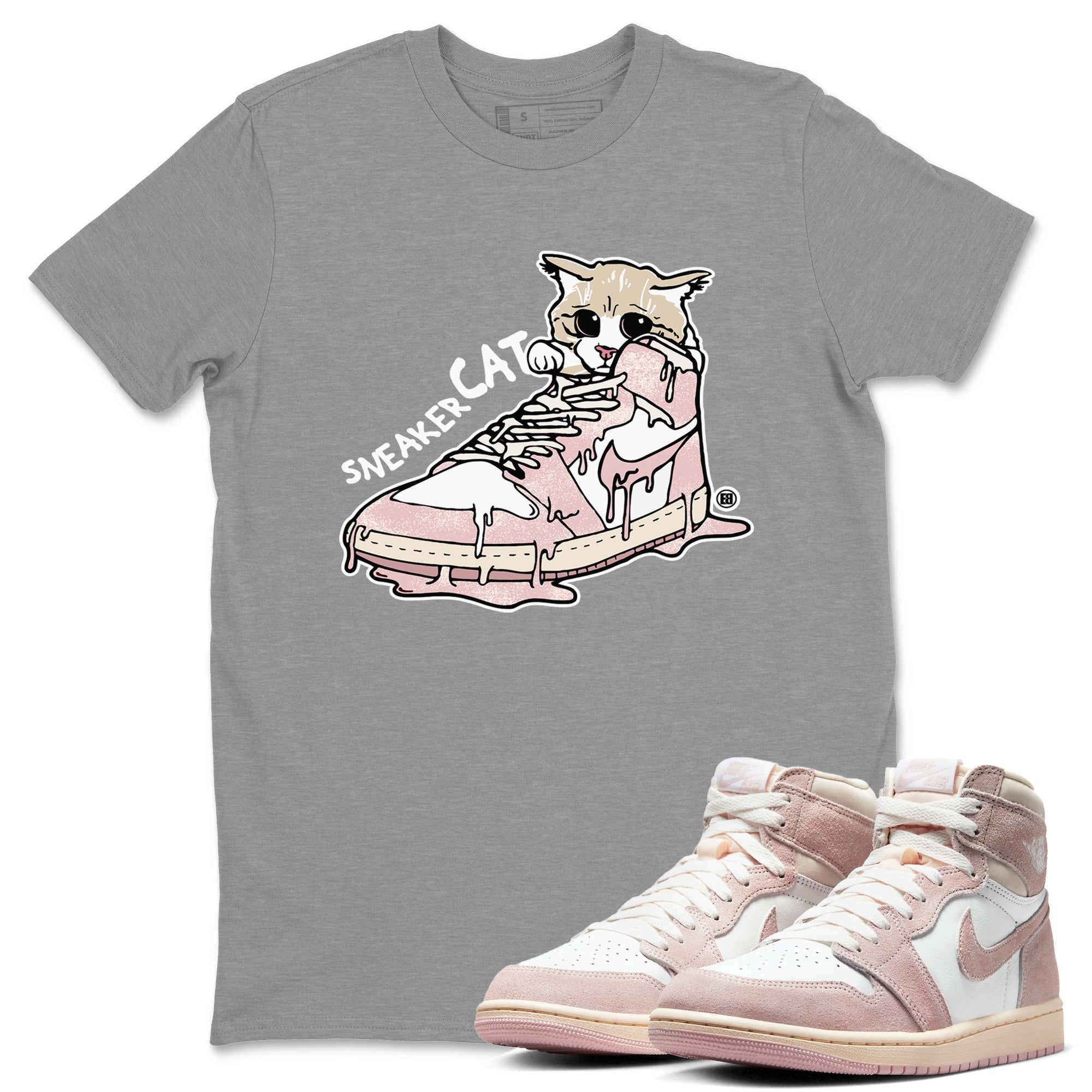Air Jordan 1 Washed Pink Sneaker Cat Crew Neck Streetwear Sneaker Shirt Air Jordan 1 High OG WMNS Washed Pink Sneaker T-Shirts Size Chart