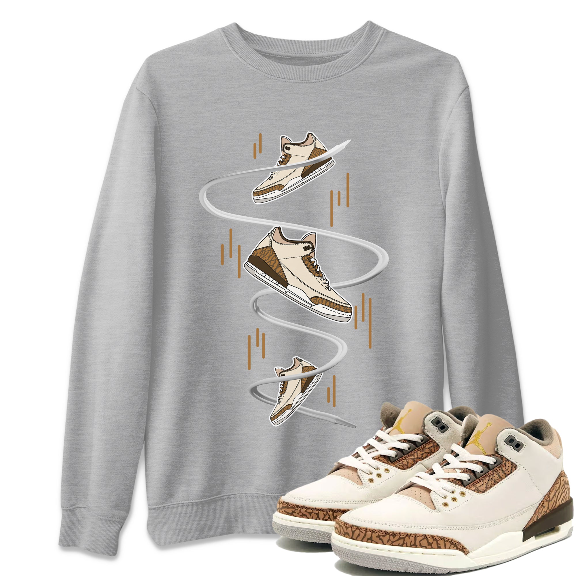 Air Jordan 3 Palomino Sneaker Match Tees Sneaker Drop Sneaker Tees AJ3 Palomino Sneaker Release Tees Unisex Shirts Heather Grey 1
