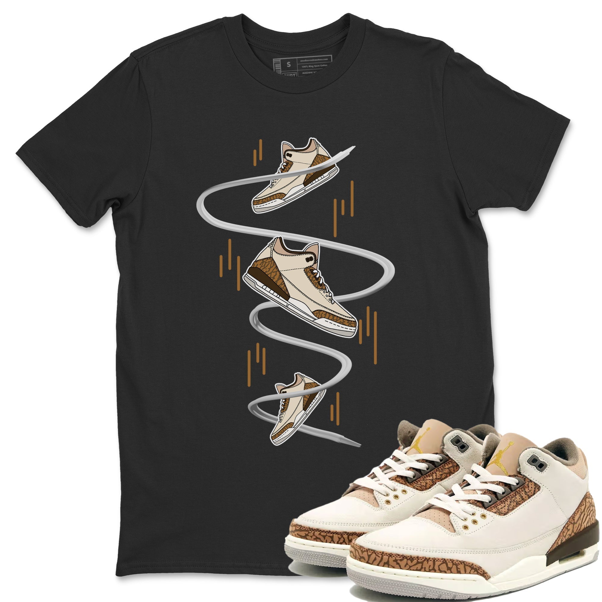 Air Jordan 3 Palomino Sneaker Match Tees Sneaker Drop Sneaker Tees AJ3 Palomino Sneaker Release Tees Unisex Shirts Black 1