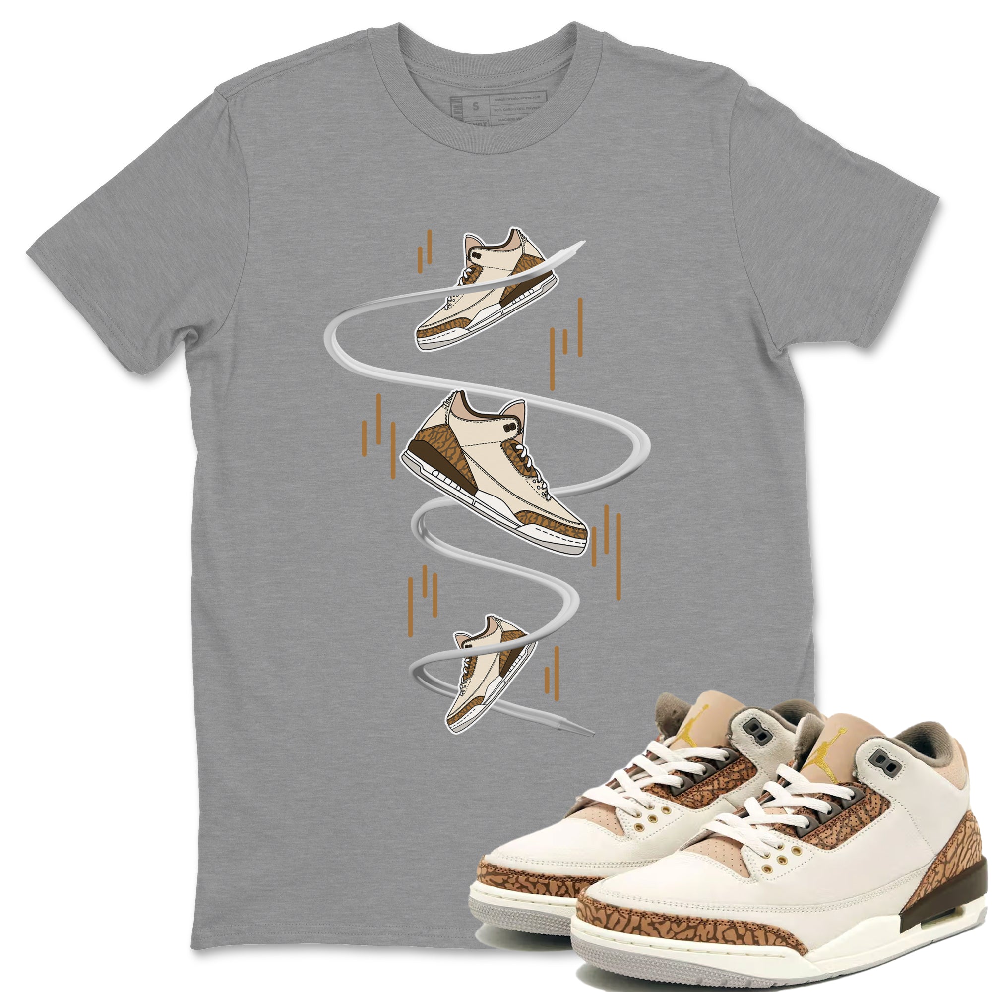 Air Jordan 3 Palomino Sneaker Match Tees Sneaker Drop Sneaker Tees AJ3 Palomino Sneaker Release Tees Unisex Shirts Heather Grey 1