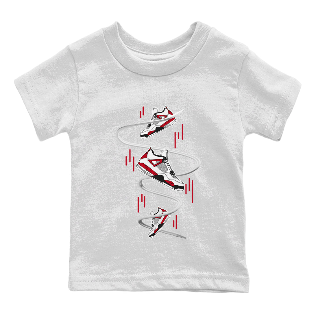 Air Jordan 4 Red Cement Sneaker Match Tees Sneaker Drop Sneaker Tees AJ4 Red Cement Sneaker Release Tees Kids Shirts White 2