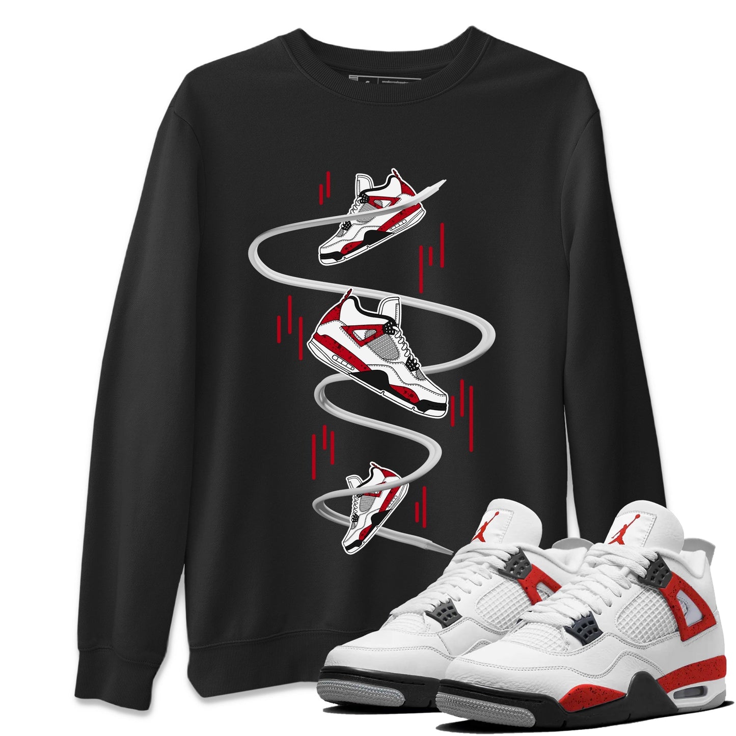 Air Jordan 4 Red Cement Sneaker Match Tees Sneaker Drop Sneaker Tees AJ4 Red Cement Sneaker Release Tees Unisex Shirts Black 1