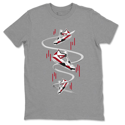Air Jordan 4 Red Cement Sneaker Match Tees Sneaker Drop Sneaker Tees AJ4 Red Cement Sneaker Release Tees Unisex Shirts Heather Grey 2