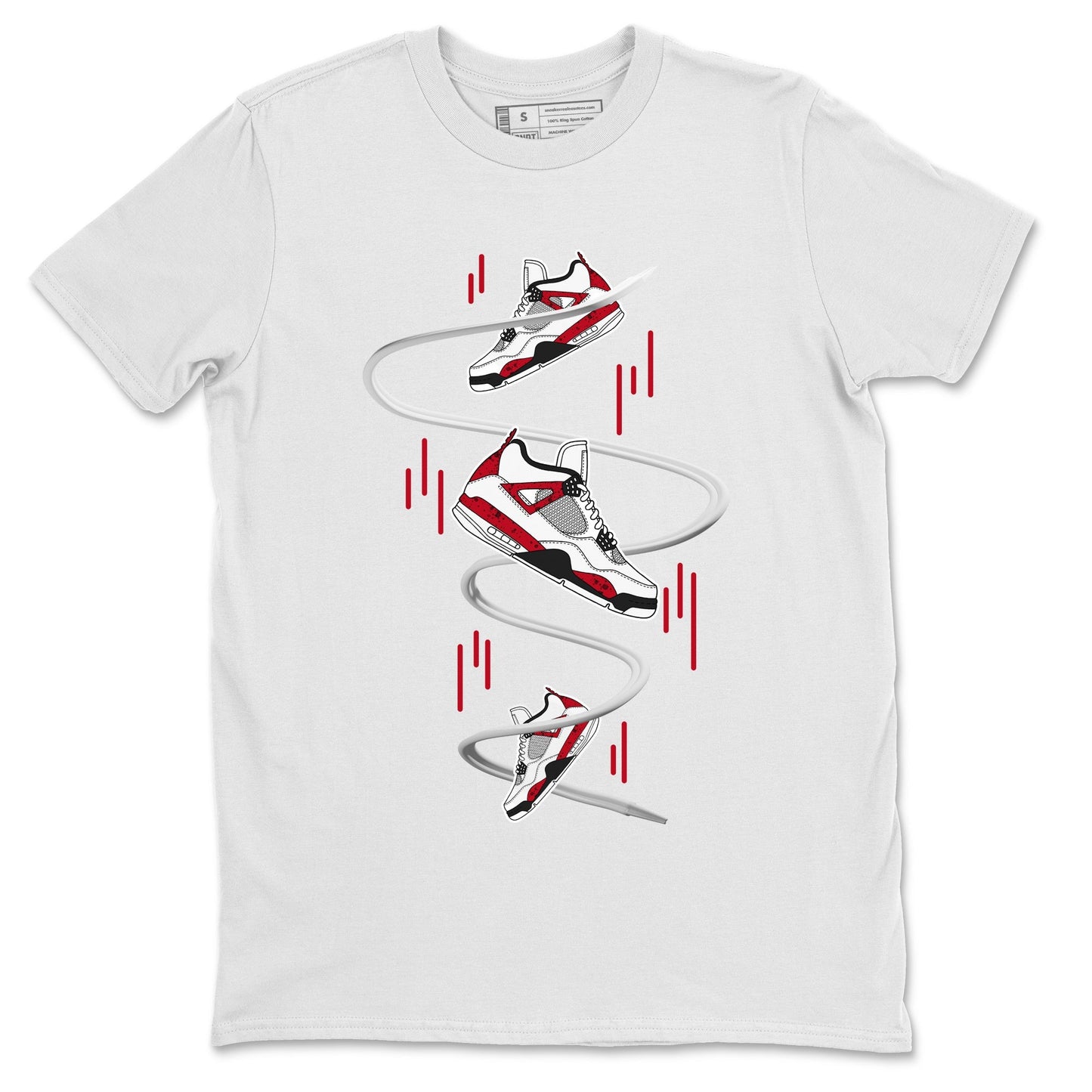 Air Jordan 4 Red Cement Sneaker Match Tees Sneaker Drop Sneaker Tees AJ4 Red Cement Sneaker Release Tees Unisex Shirts White 2