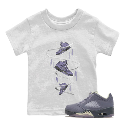 Air Jordan 5 Indigo Haze Sneaker Match Tees Sneaker Drop Sneaker Tees AJ5 Indigo Haze Sneaker Release Tees Kids Shirts White 1