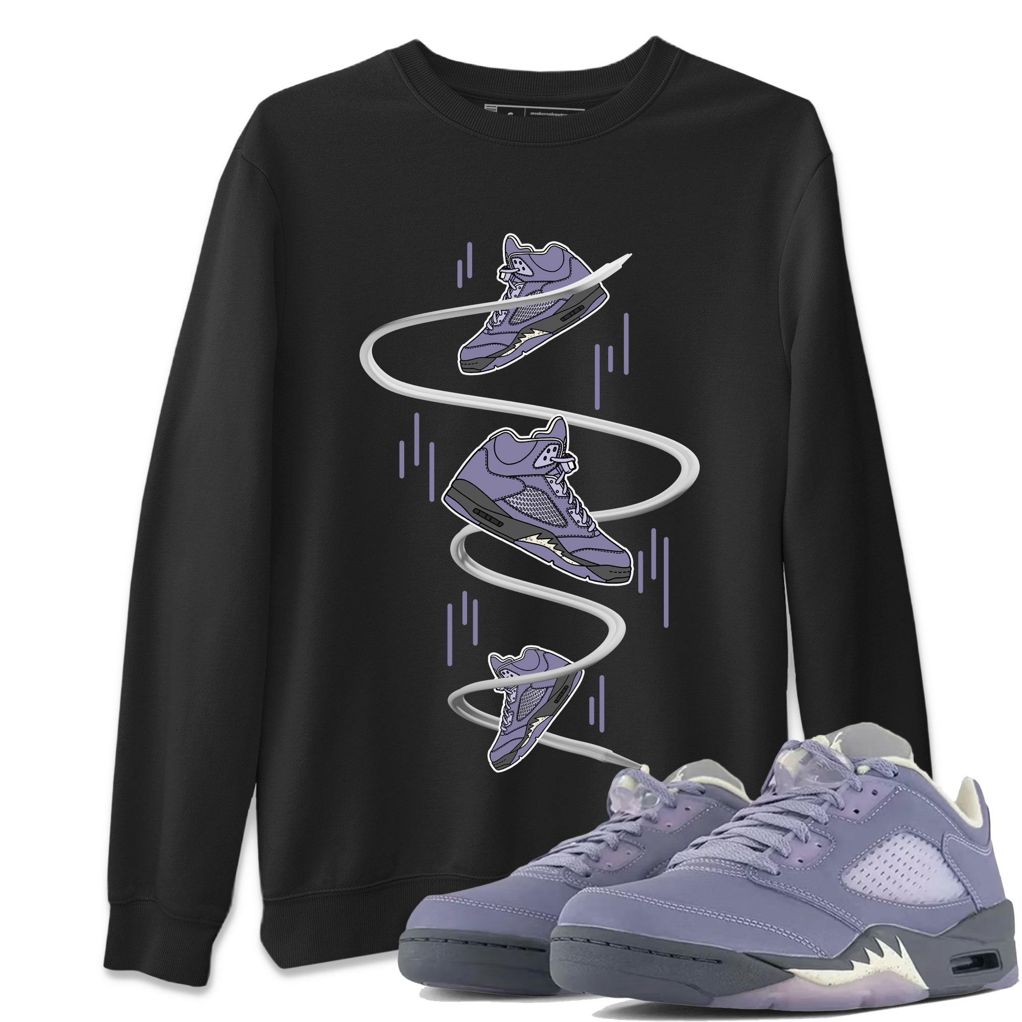 Air Jordan 5 Indigo Haze Sneaker Match Tees Sneaker Drop Sneaker Tees AJ5 Indigo Haze Sneaker Release Tees Unisex Shirts Black 1