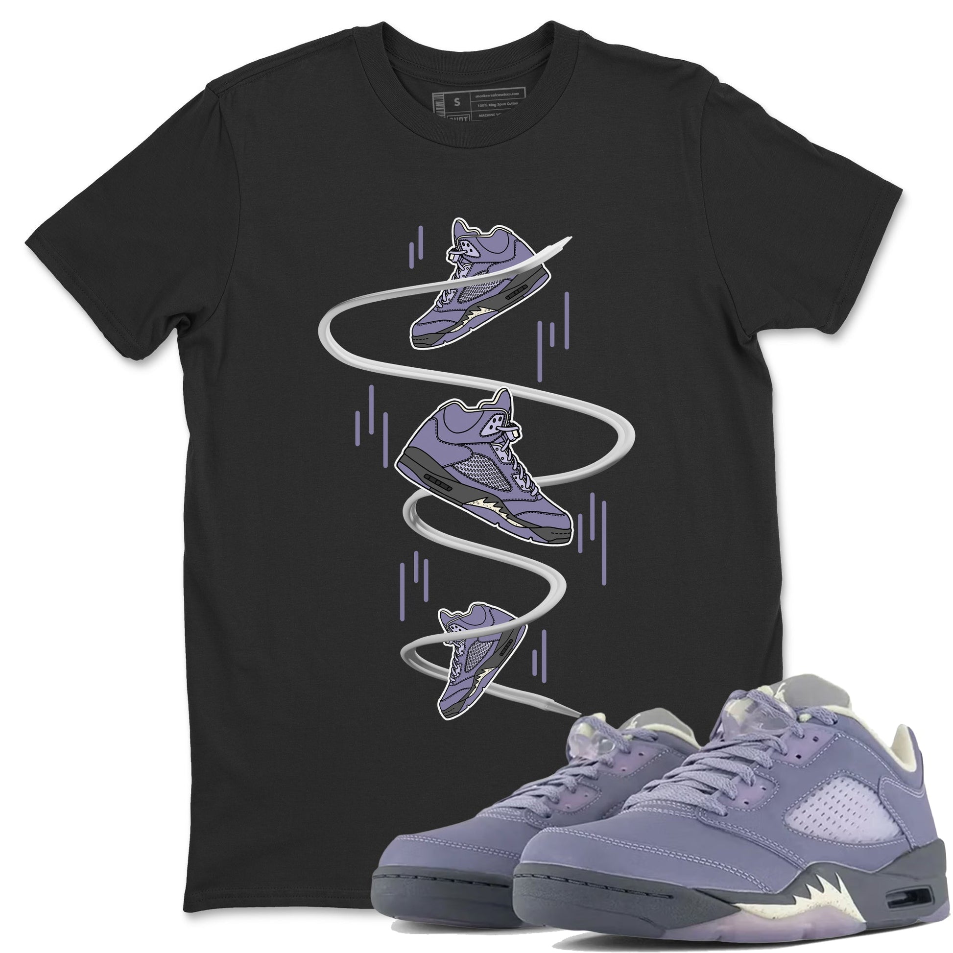 Air Jordan 5 Indigo Haze Sneaker Match Tees Sneaker Drop Sneaker Tees AJ5 Indigo Haze Sneaker Release Tees Unisex Shirts Black 1