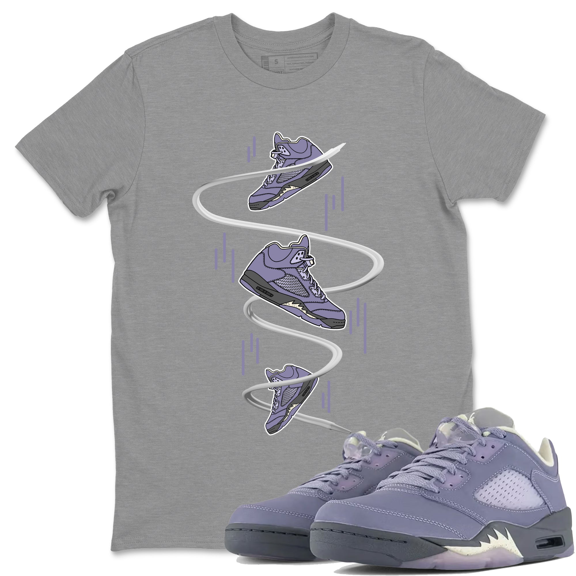 Air Jordan 5 Indigo Haze Sneaker Match Tees Sneaker Drop Sneaker Tees AJ5 Indigo Haze Sneaker Release Tees Unisex Shirts Heather Grey 1