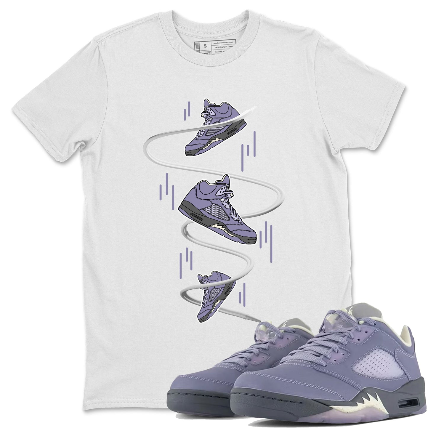 Air Jordan 5 Indigo Haze Sneaker Match Tees Sneaker Drop Sneaker Tees AJ5 Indigo Haze Sneaker Release Tees Unisex Shirts White 1