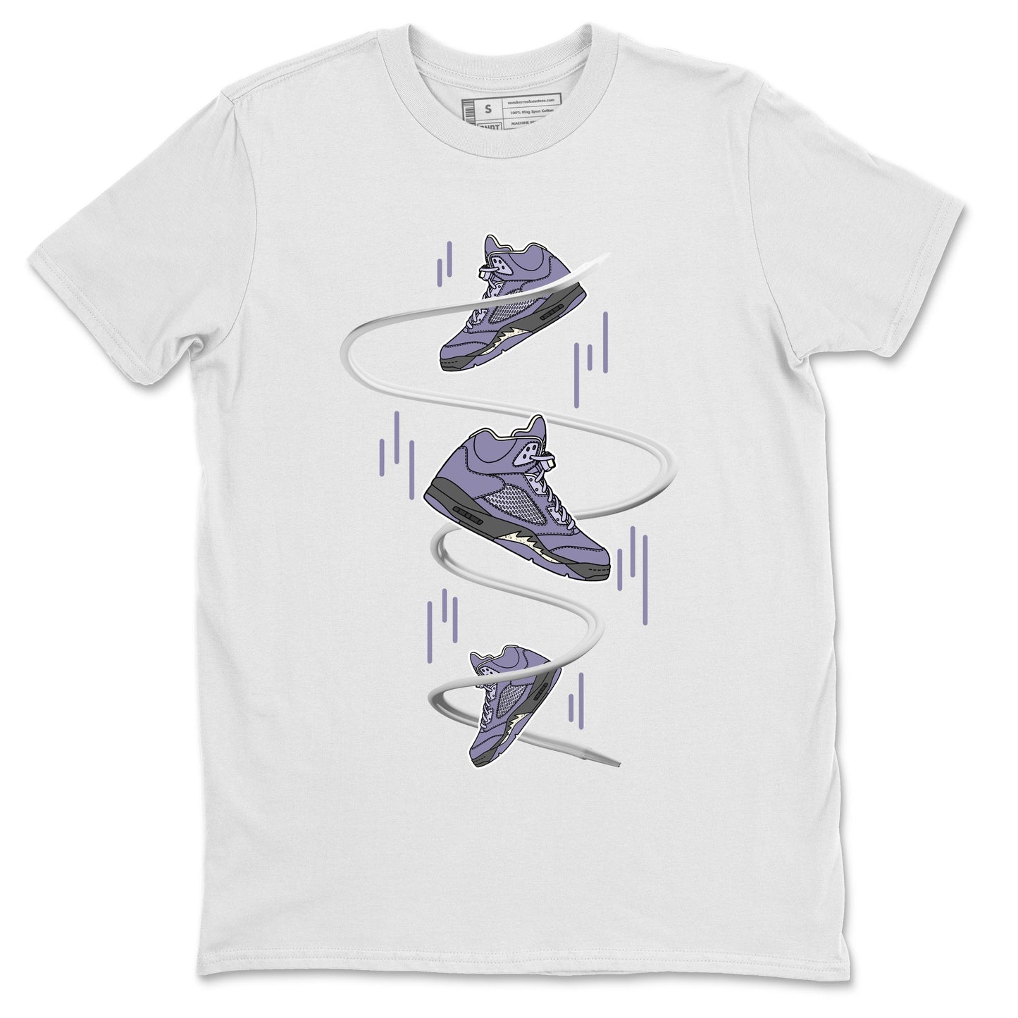 Air Jordan 5 Indigo Haze Sneaker Match Tees Sneaker Drop Sneaker Tees AJ5 Indigo Haze Sneaker Release Tees Unisex Shirts White 2