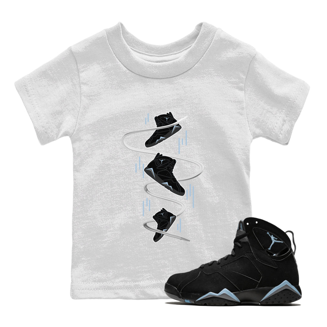 Air Jordan 7 Chambray Sneaker Match Tees Sneaker Drop Sneaker Tees AJ7 Chambray Sneaker Release Tees Kids Shirts White 1