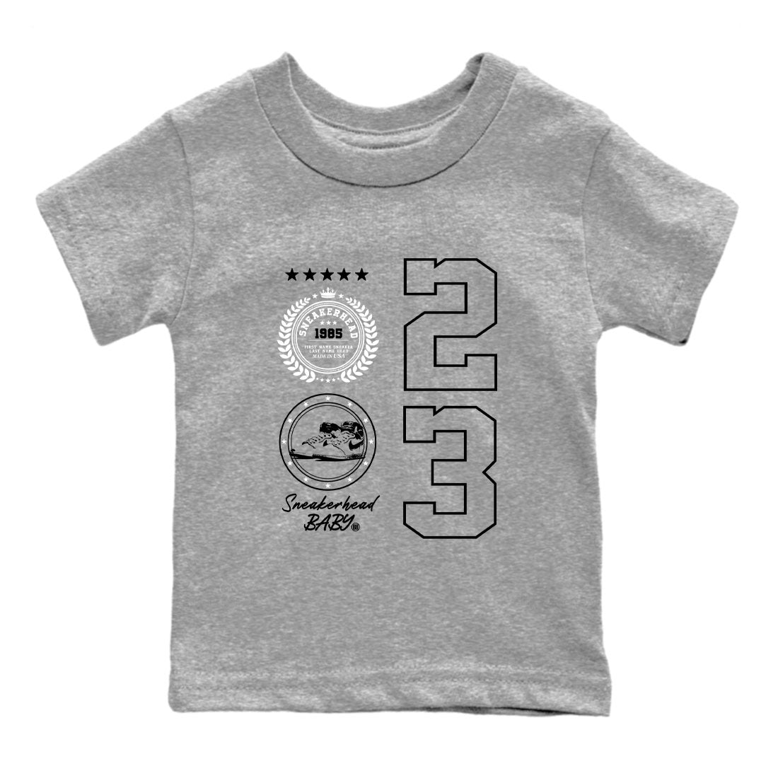 Air Jordan 1 High OG Black White shirt to match jordans streetwear brand Sneaker Emblem sneaker tees 1s Black White Drip Gear Zone baby toddler Heather Grey 2 cotton Shirt