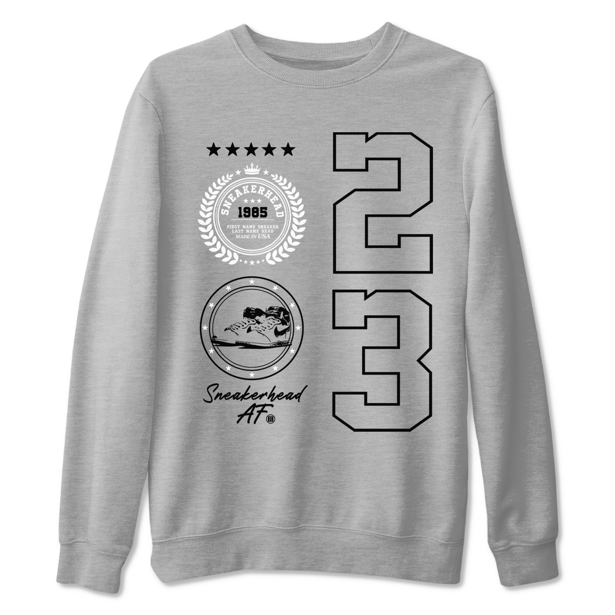 Air Jordan 1 High OG Black White shirt to match jordans streetwear brand Sneaker Emblem sneaker tees 1s Black White Drip Gear Zone unisex cotton Heather Grey 2 crew neck shirt