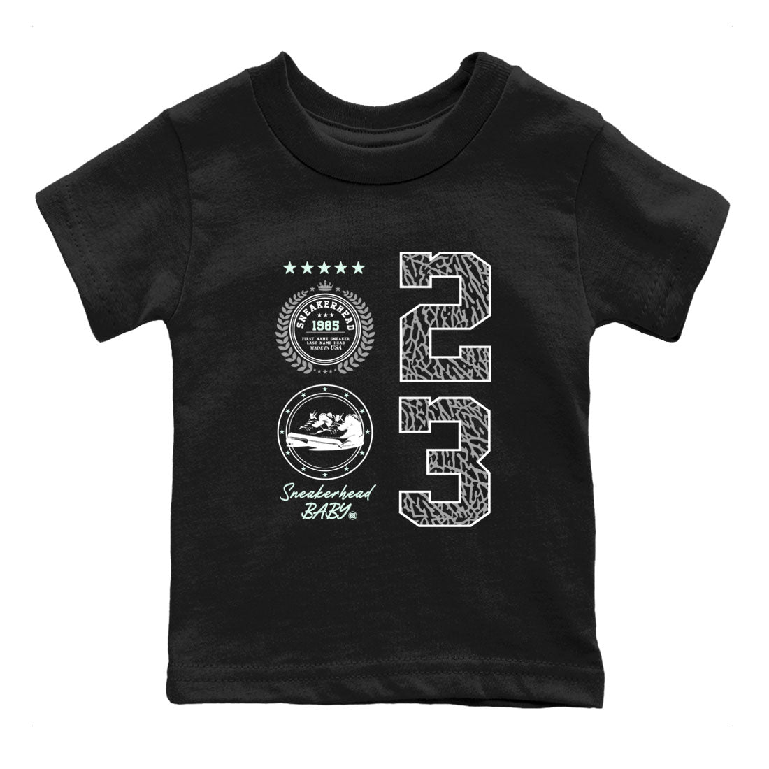 3s Green Glow shirt to match jordans Sneaker Emblem sneaker tees Air Jordan 3 Green Glow Drip Gear Zone baby toddler Black 2 cotton Shirt