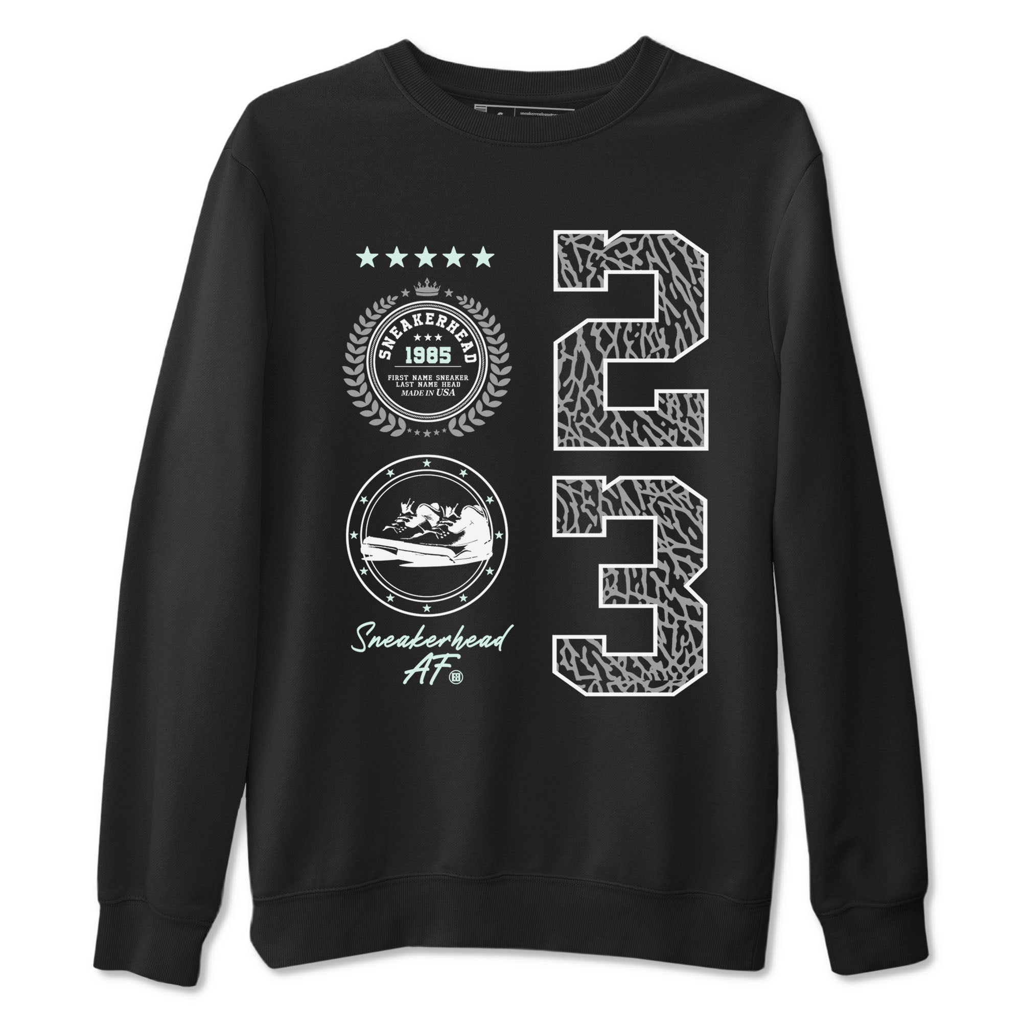 3s Green Glow shirt to match jordans Sneaker Emblem sneaker tees Air Jordan 3 Green Glow Drip Gear Zone unisex cotton Black 2 crew neck shirt