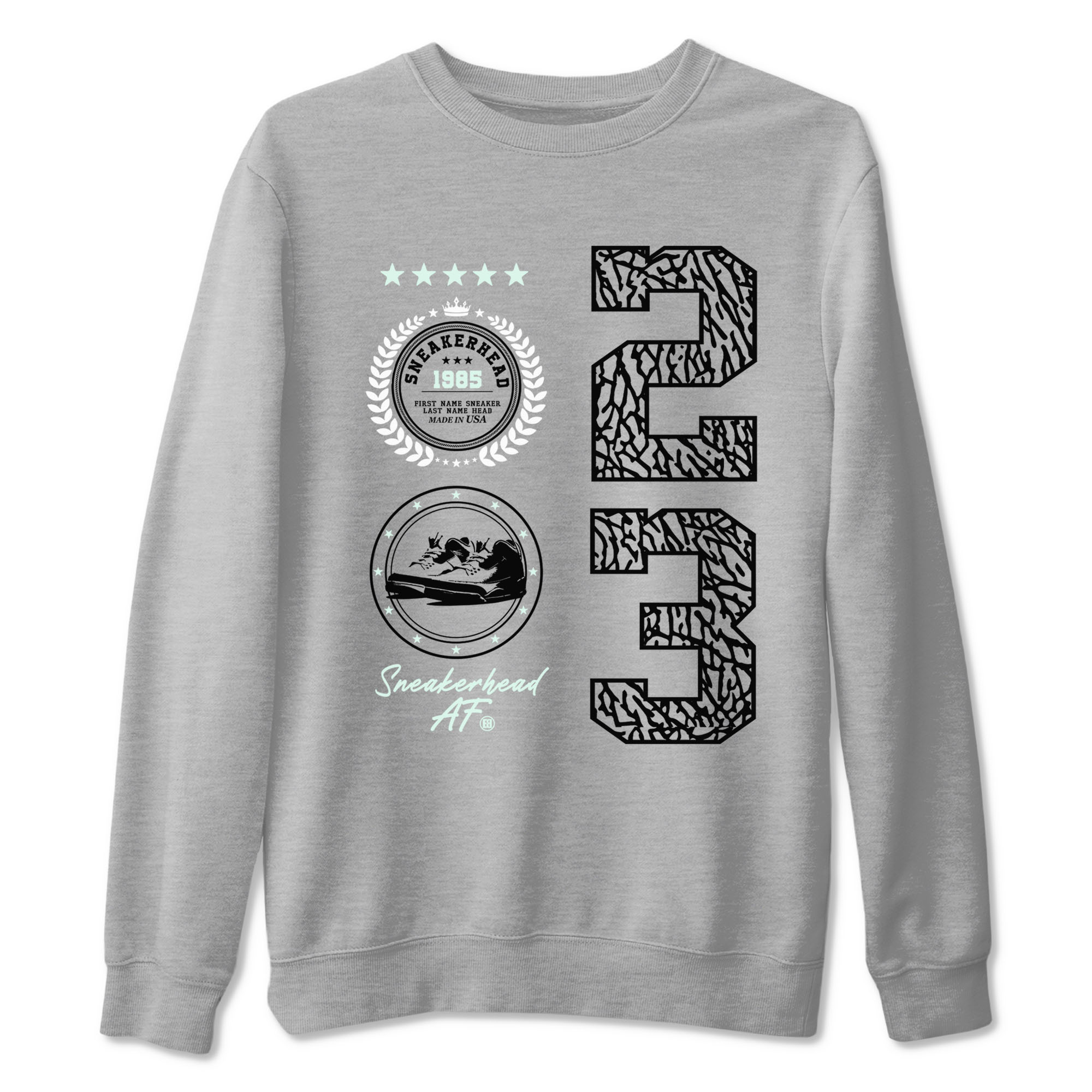 3s Green Glow shirt to match jordans Sneaker Emblem sneaker tees Air Jordan 3 Green Glow Drip Gear Zone unisex cotton Heather Grey 2 crew neck shirt