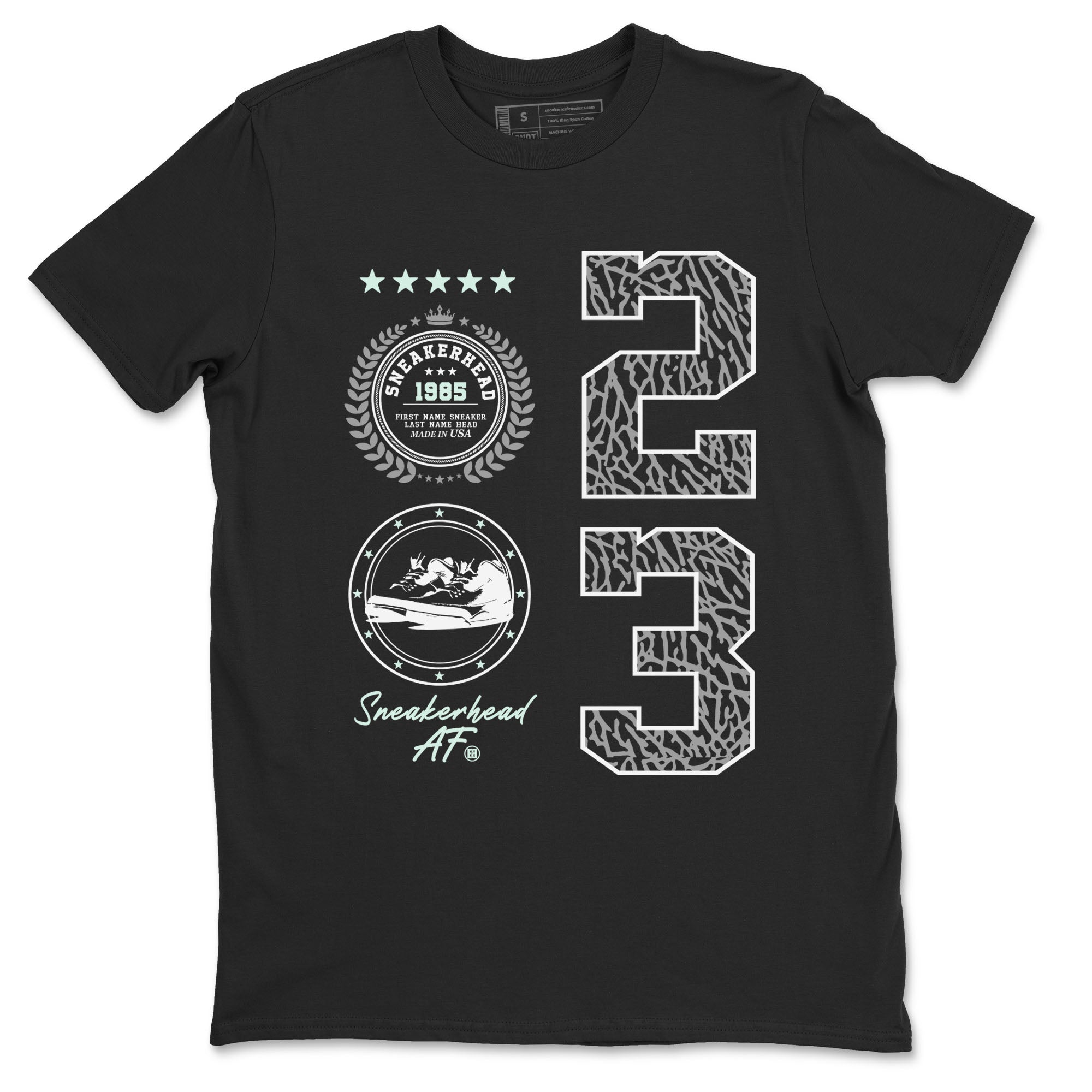 3s Green Glow shirt to match jordans Sneaker Emblem sneaker tees Air Jordan 3 Green Glow Drip Gear Zone unisex cotton Black 2 crew neck shirt