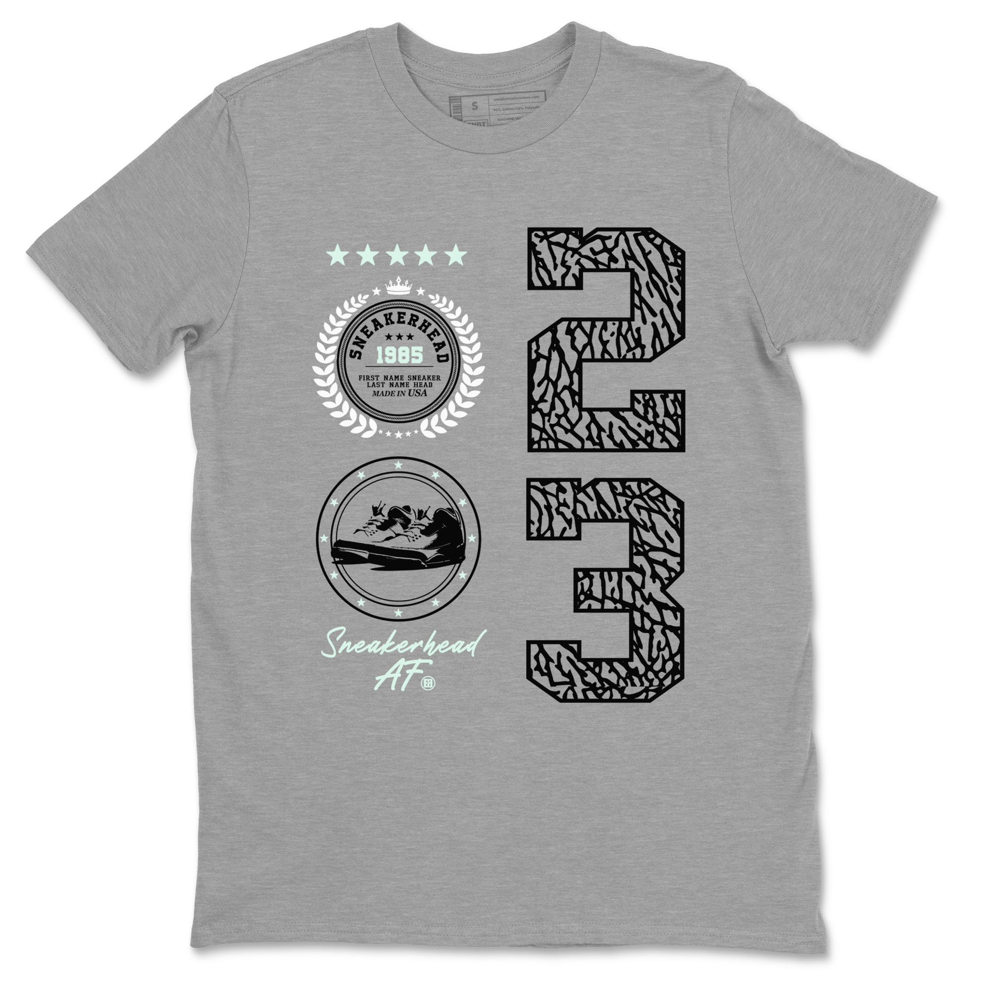 3s Green Glow shirt to match jordans Sneaker Emblem sneaker tees Air Jordan 3 Green Glow Drip Gear Zone unisex cotton Heather Grey 2 crew neck shirt