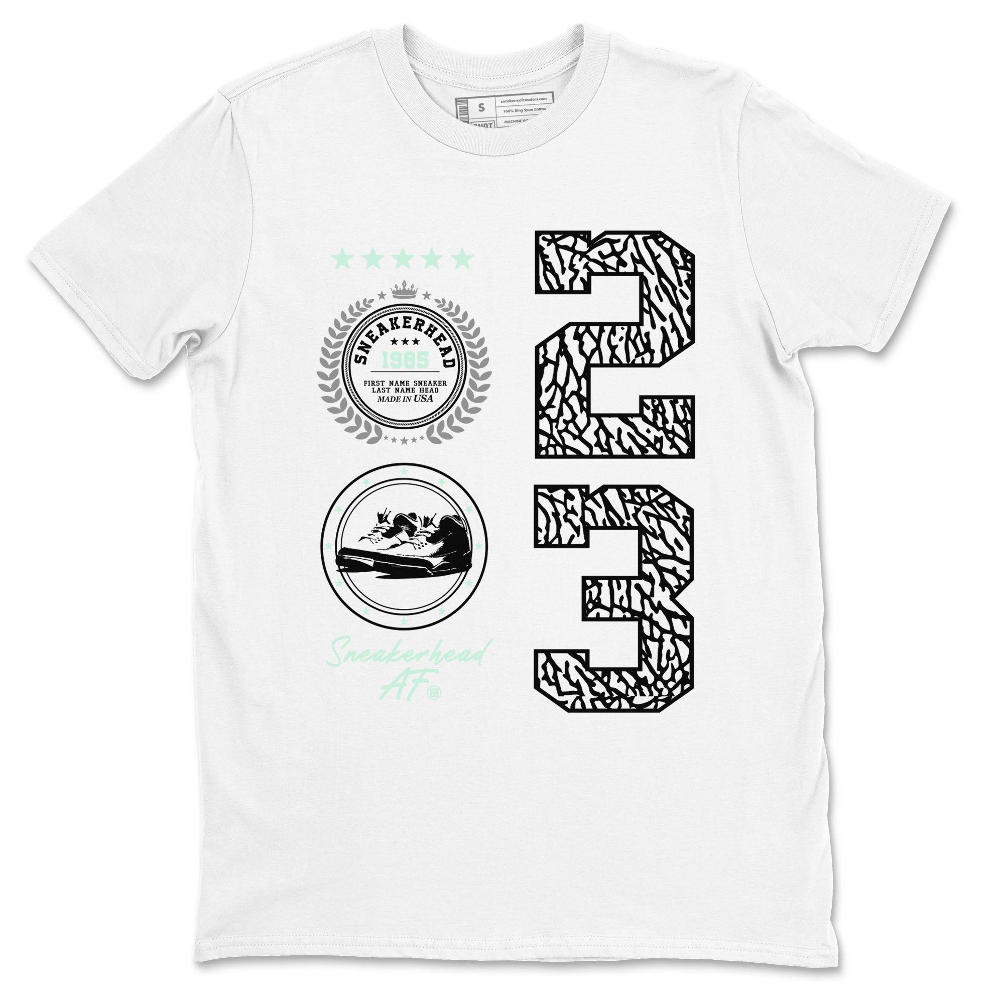 3s Green Glow shirt to match jordans Sneaker Emblem sneaker tees Air Jordan 3 Green Glow Drip Gear Zone unisex cotton White 2 crew neck shirt