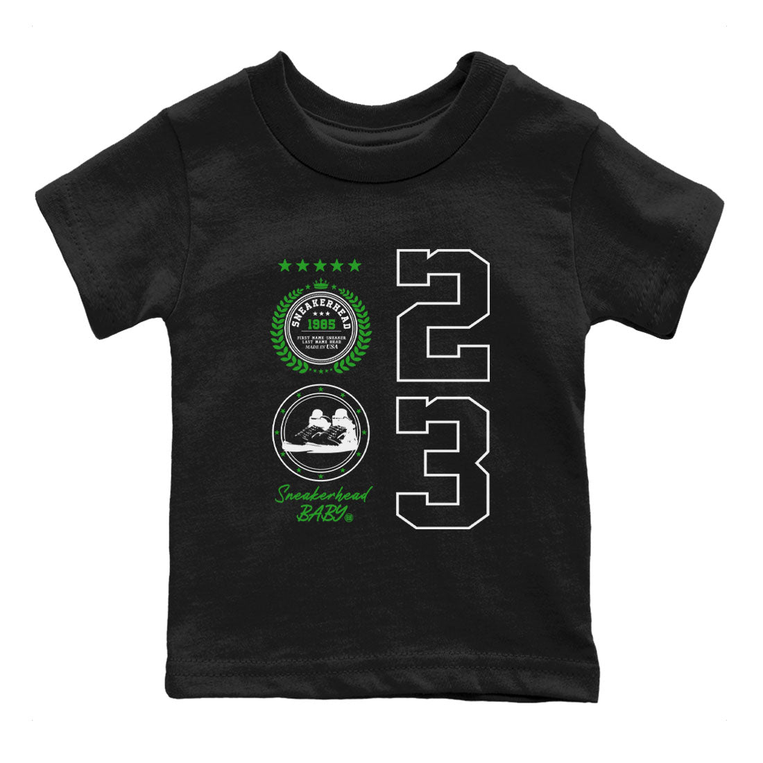 Air Jordan 5 Lucky Green shirt to match jordans streetwear brand Sneaker Emblem sneaker tees Air Jordan 5 Lucky Green Drip Gear Zone baby toddler Black 2 cotton Shirt
