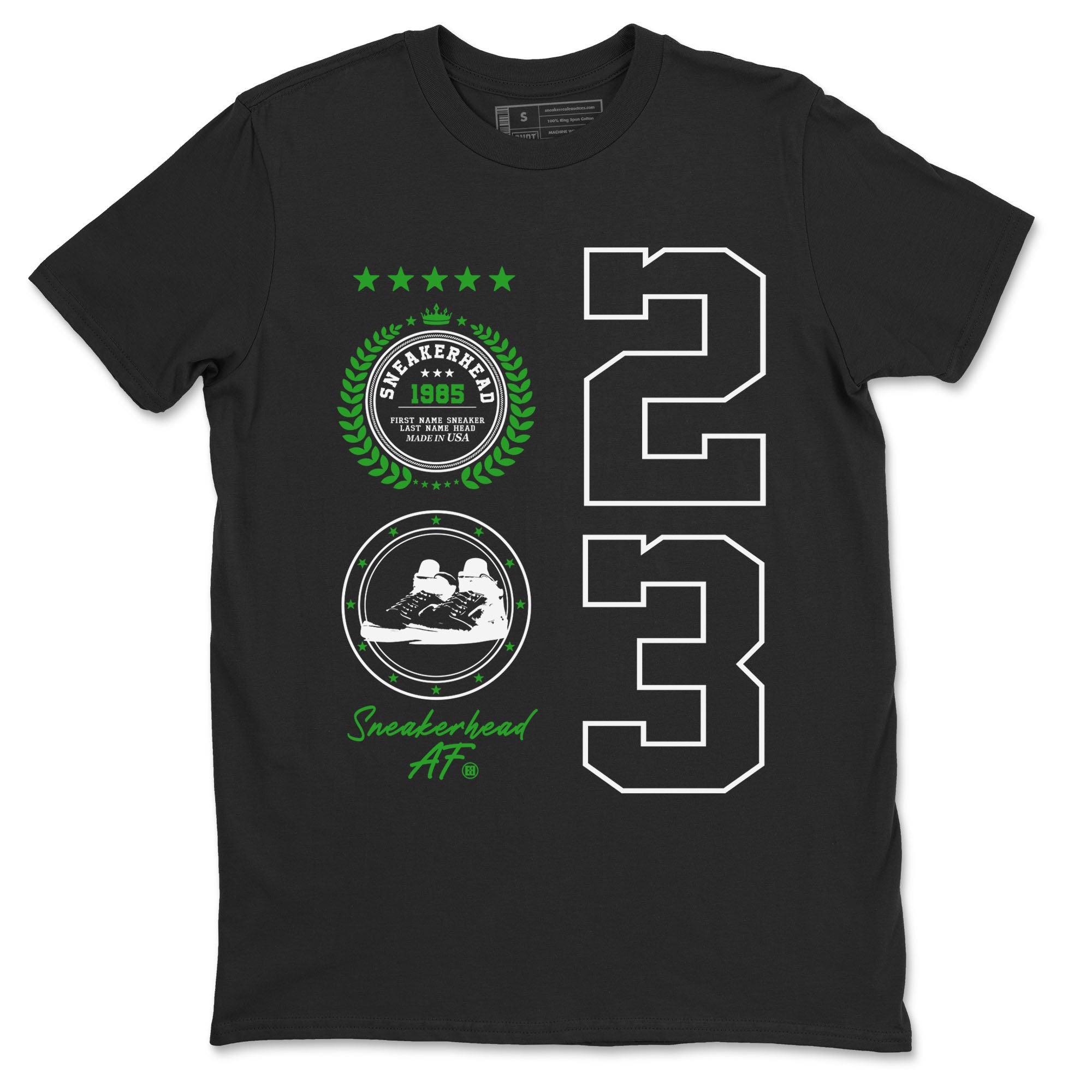 Air Jordan 5 Lucky Green shirt to match jordans streetwear brand Sneaker Emblem sneaker tees Air Jordan 5 Lucky Green Drip Gear Zone unisex cotton Black 1 crew neck shirt
