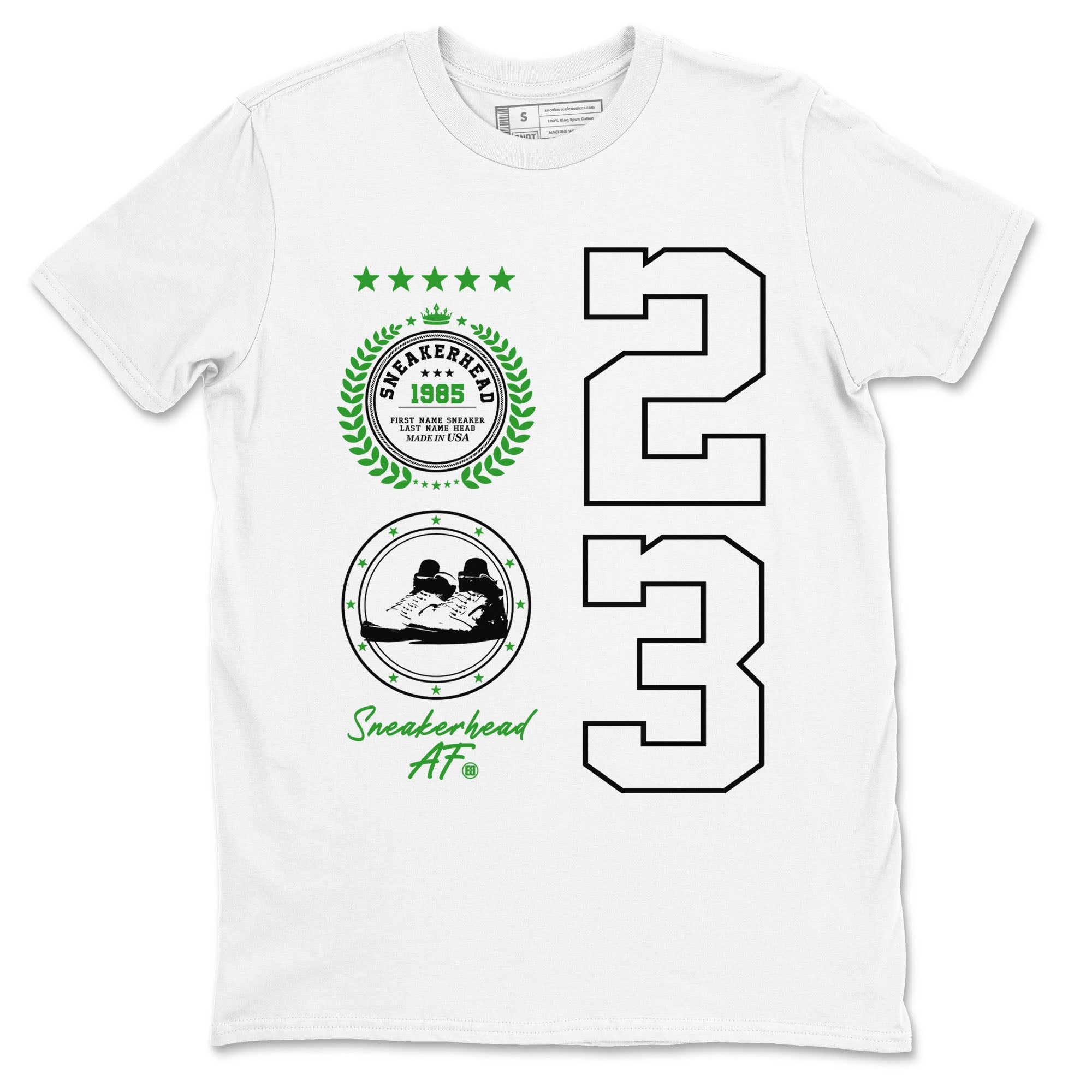 Air Jordan 5 Lucky Green shirt to match jordans streetwear brand Sneaker Emblem sneaker tees Air Jordan 5 Lucky Green Drip Gear Zone unisex cotton White 2 crew neck shirt