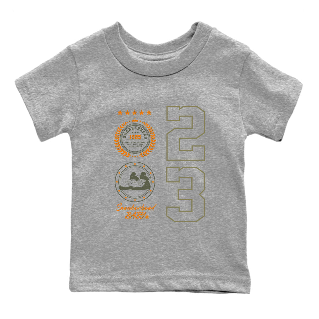 Air Jordan 5 Olive shirt to match jordans Sneaker Emblem sneaker tees 5s Olive Drip Gear Zone baby toddler Heather Grey 2 cotton Shirt