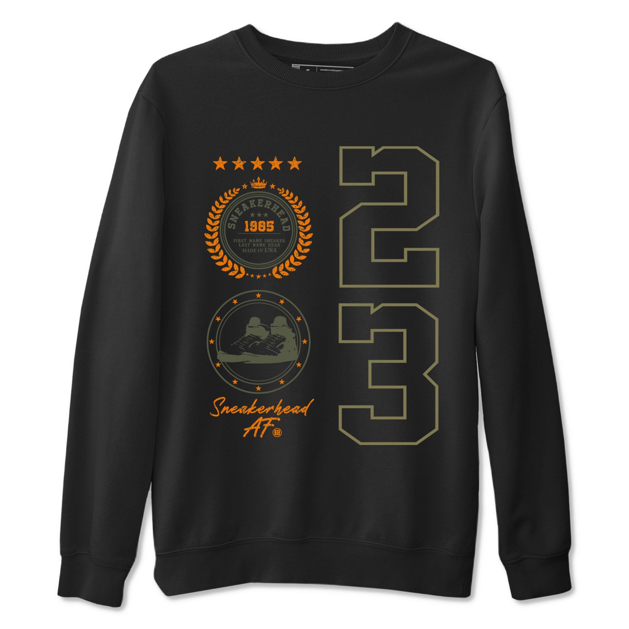 Air Jordan 5 Olive shirt to match jordans Sneaker Emblem sneaker tees 5s Olive Drip Gear Zone unisex cotton Black 2 crew neck shirt